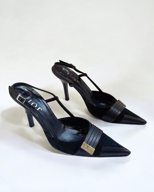 Christian Dior Black Suede and Leather Heels, c. 2000s