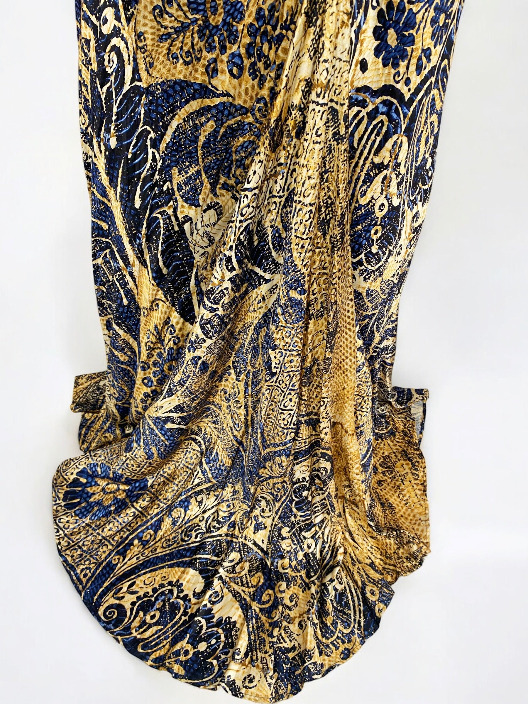 Roberto Cavalli Blue and Gold Silk Gown, 2005