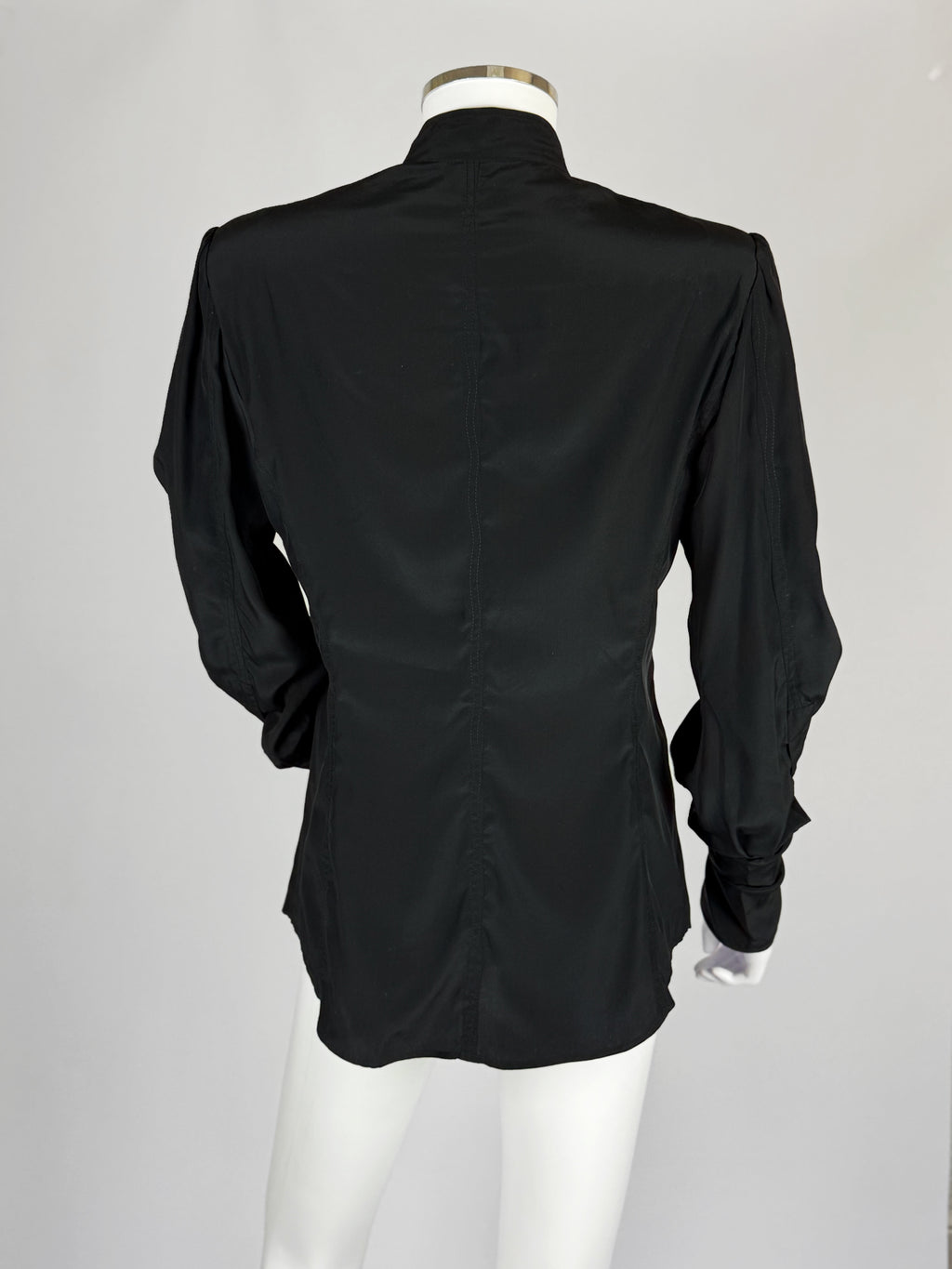 Yves Saint Laurent by Tom Ford Black Silk Ruffle Blouse, FW 2003