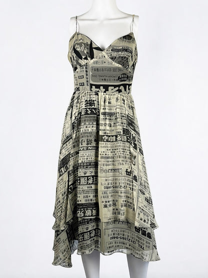 Betsey Johnson Silk Chinese Newspaper Dress, SS 2005