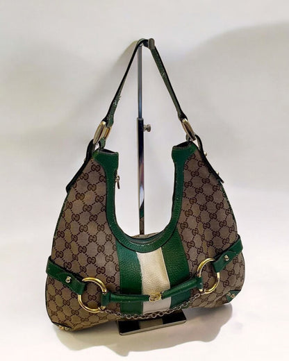 Gucci by Tom Ford Monogram Web Reins Horesbit Bag, c. 2000s