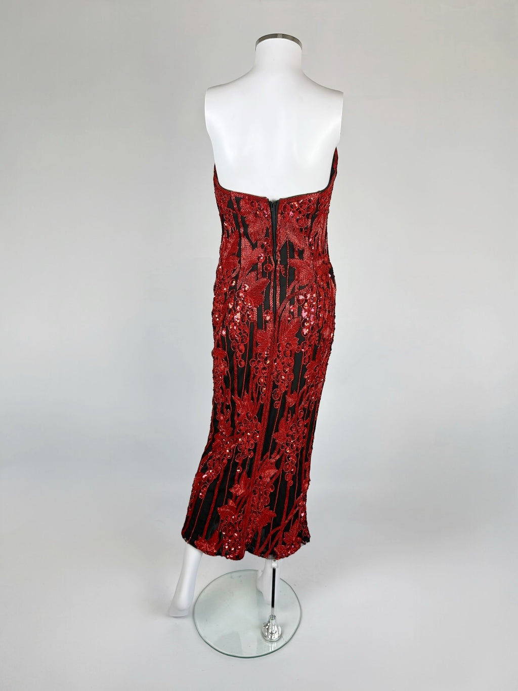 Bob Mackie Red Sequin Grapevine Dress, SS 1989