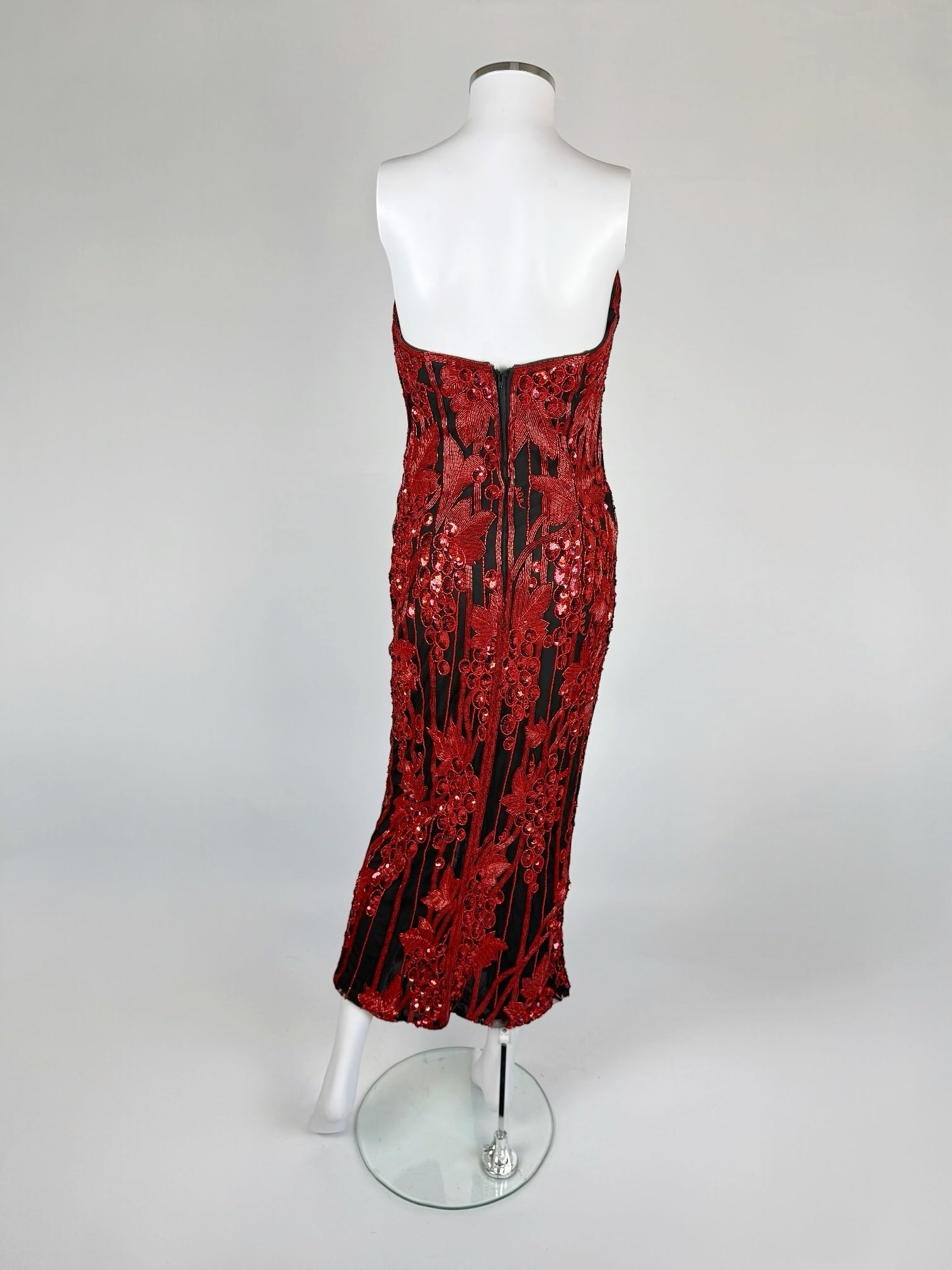 Bob Mackie Red Sequin Grapevine Dress, SS 1989