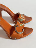 Christian Dior by John Galliano Orange Floral Clogs, c. 2000s