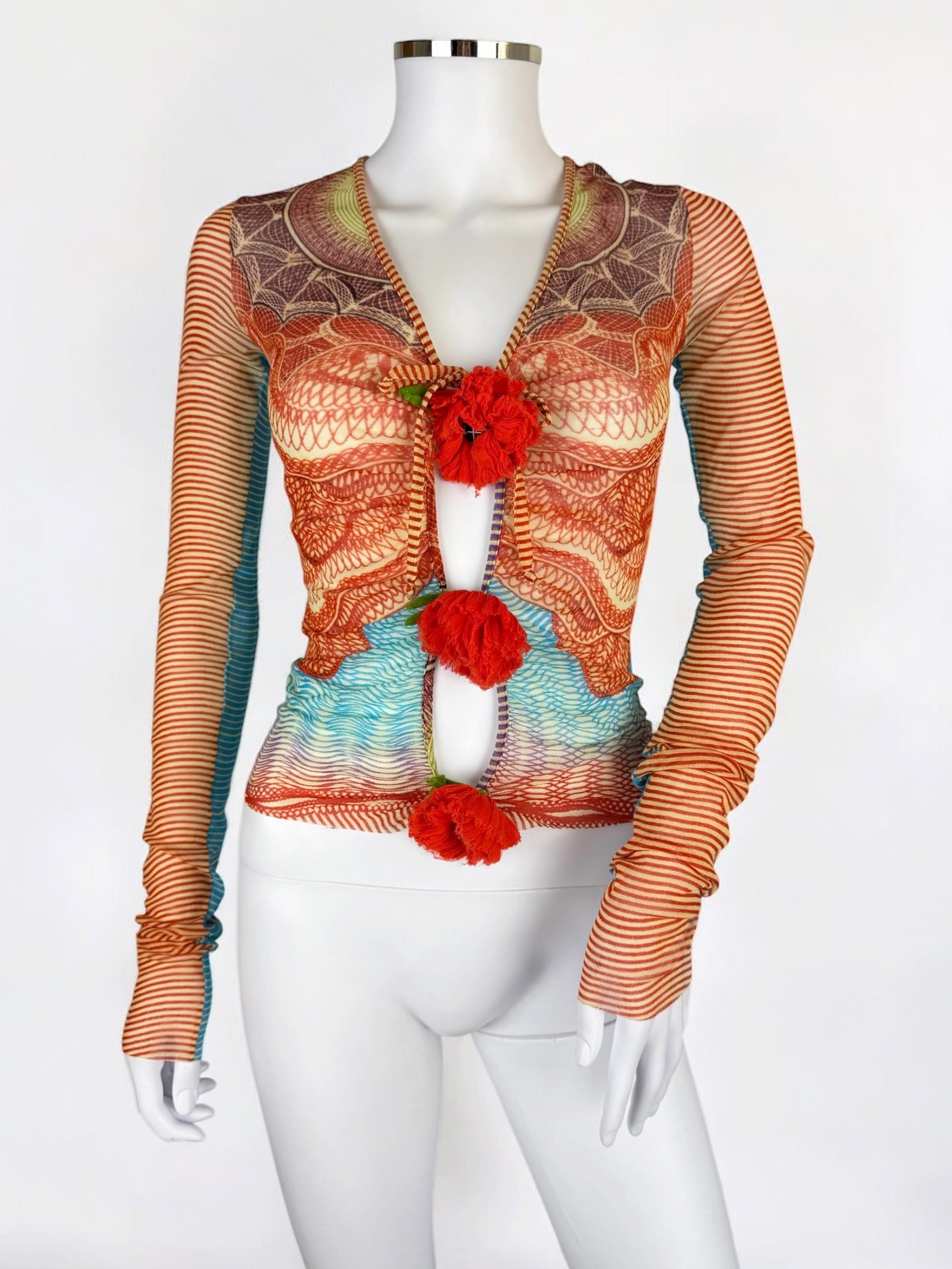 Jean Paul Gaultier Flower Corsage Mesh Top, 1990s