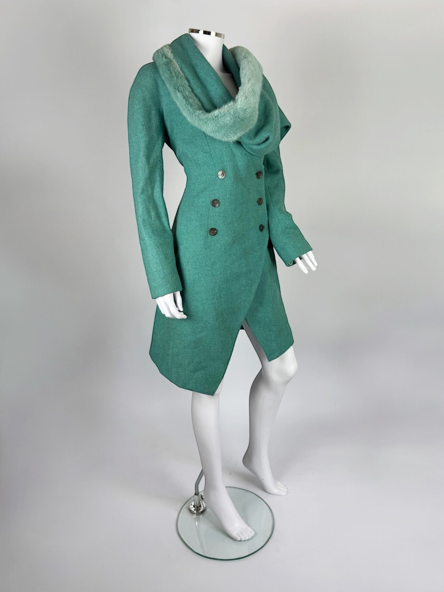 Christian Dior by John Galliano Wool and Mink Fur Coat, FW 1998