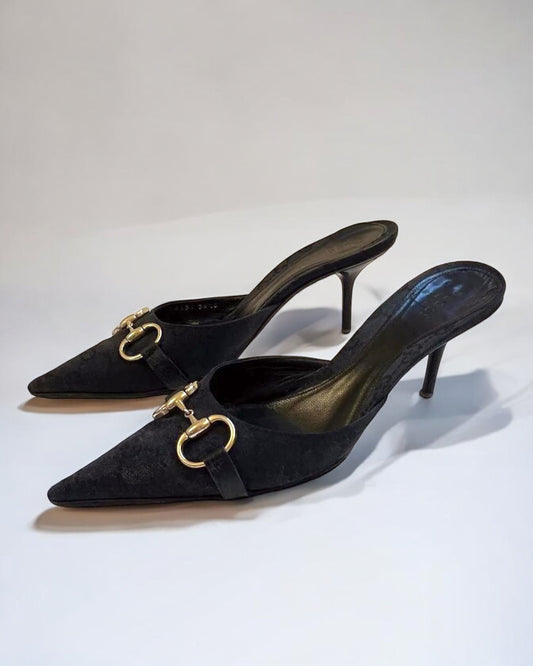 Gucci Black Monogram Heels, 2005