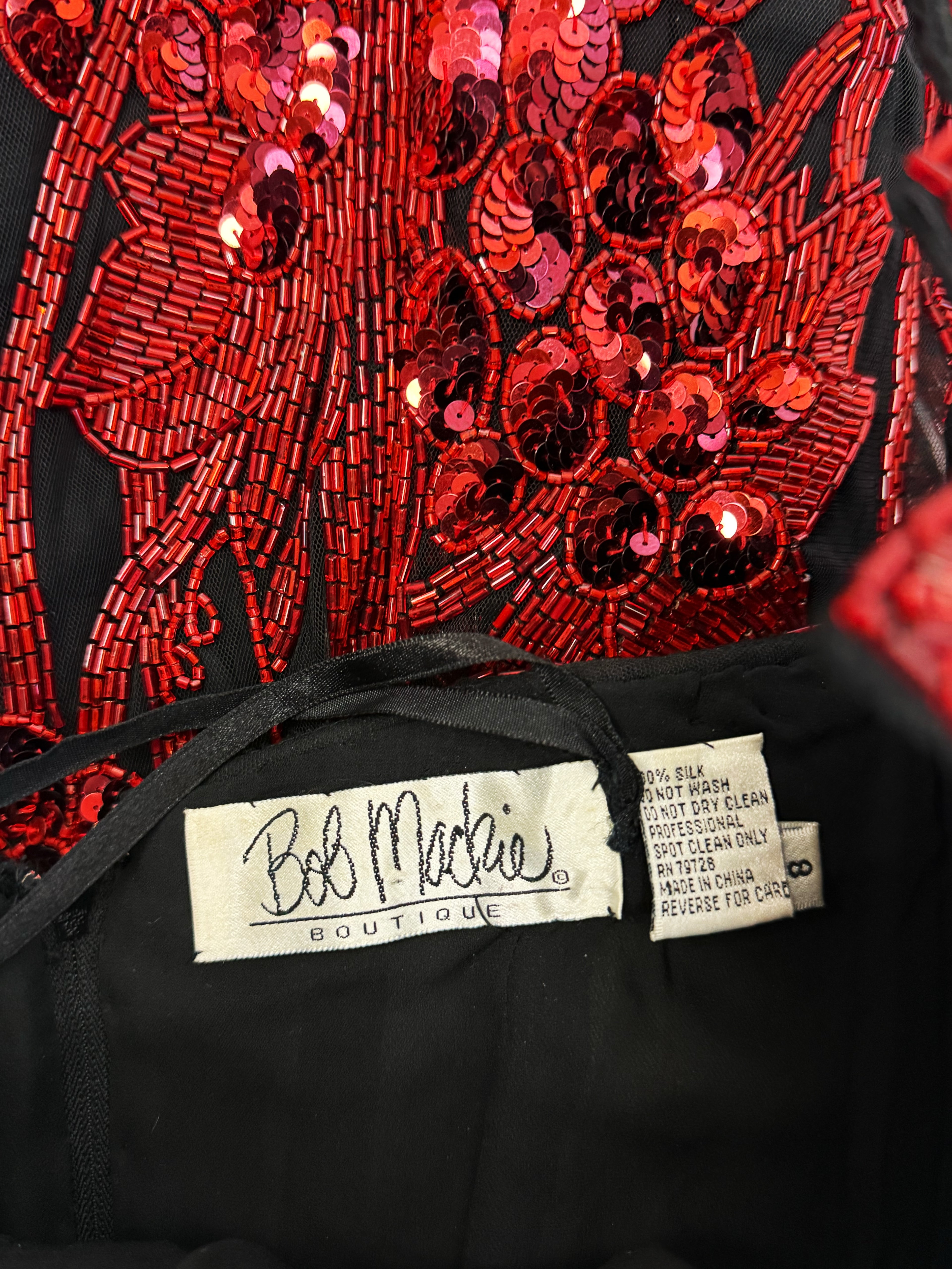 Bob Mackie Red Sequin Grapevine Dress, SS 1989