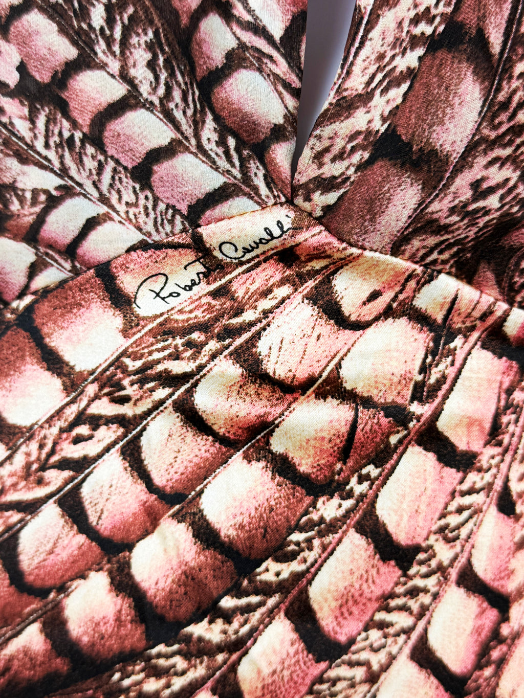 Roberto Cavalli Silk Feather Print Dress, 2005