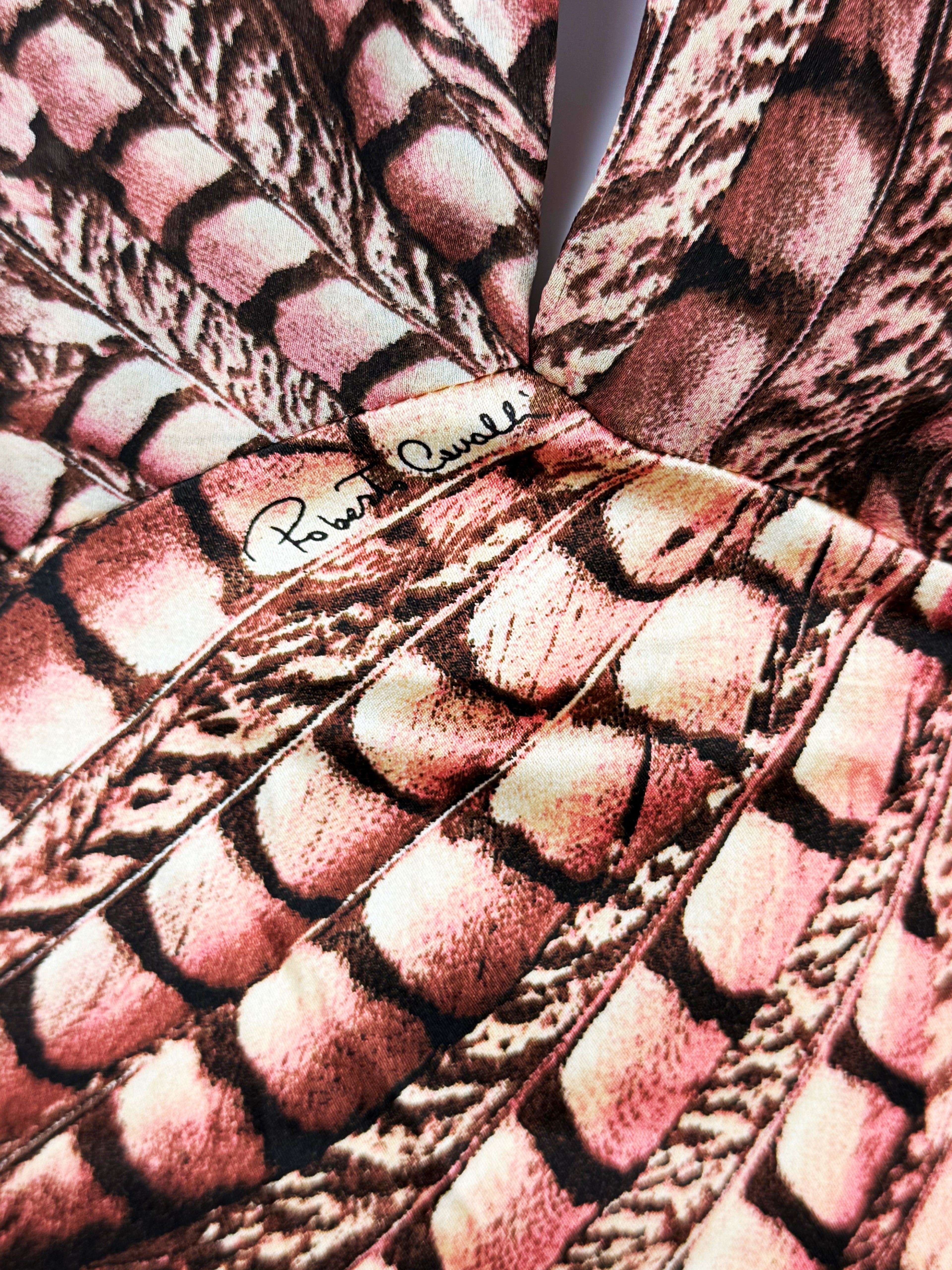 Roberto Cavalli Silk Feather Print Dress, 2005