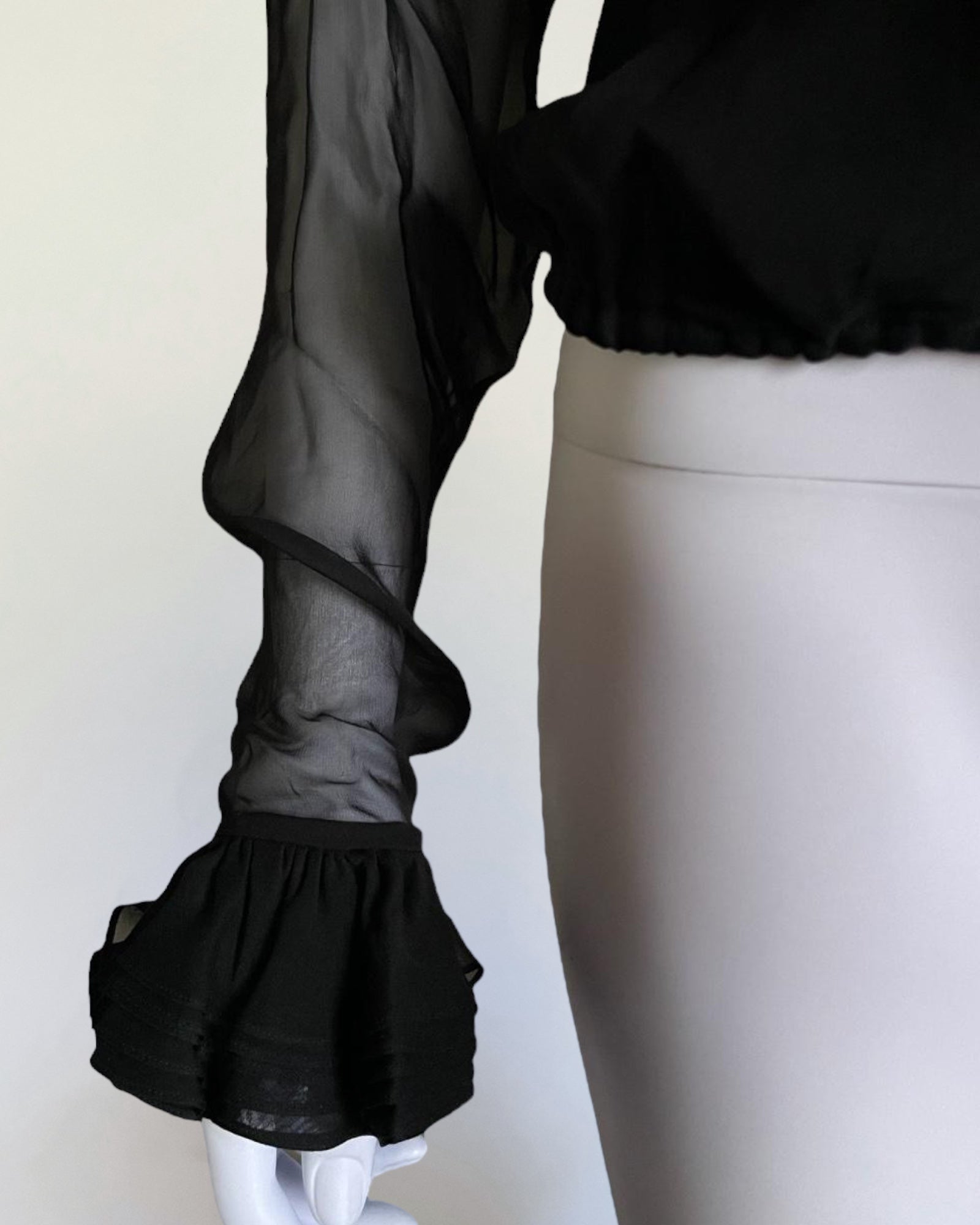Gucci by Tom Ford Black Silk Ruffle Blouse, FW 2000