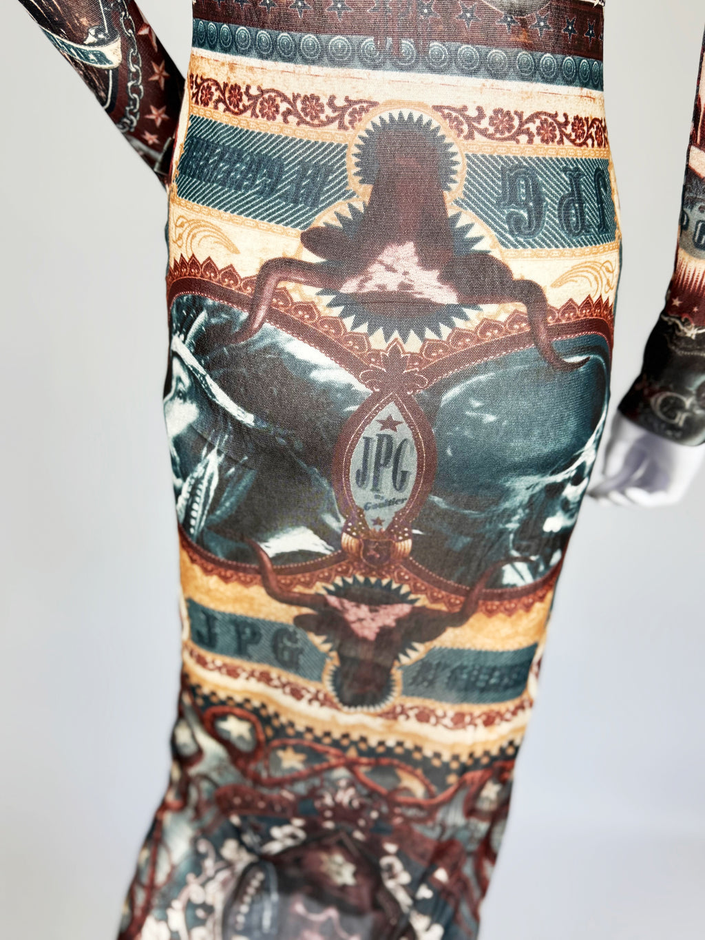 Jean Paul Gaultier Graphic Mesh Dress, c. Early 2000s