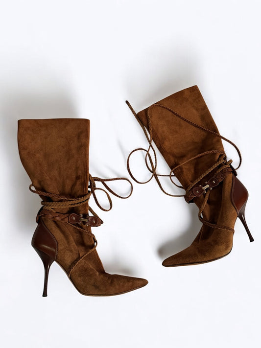 Gucci Tan Suede Western Boots, c. 2000s