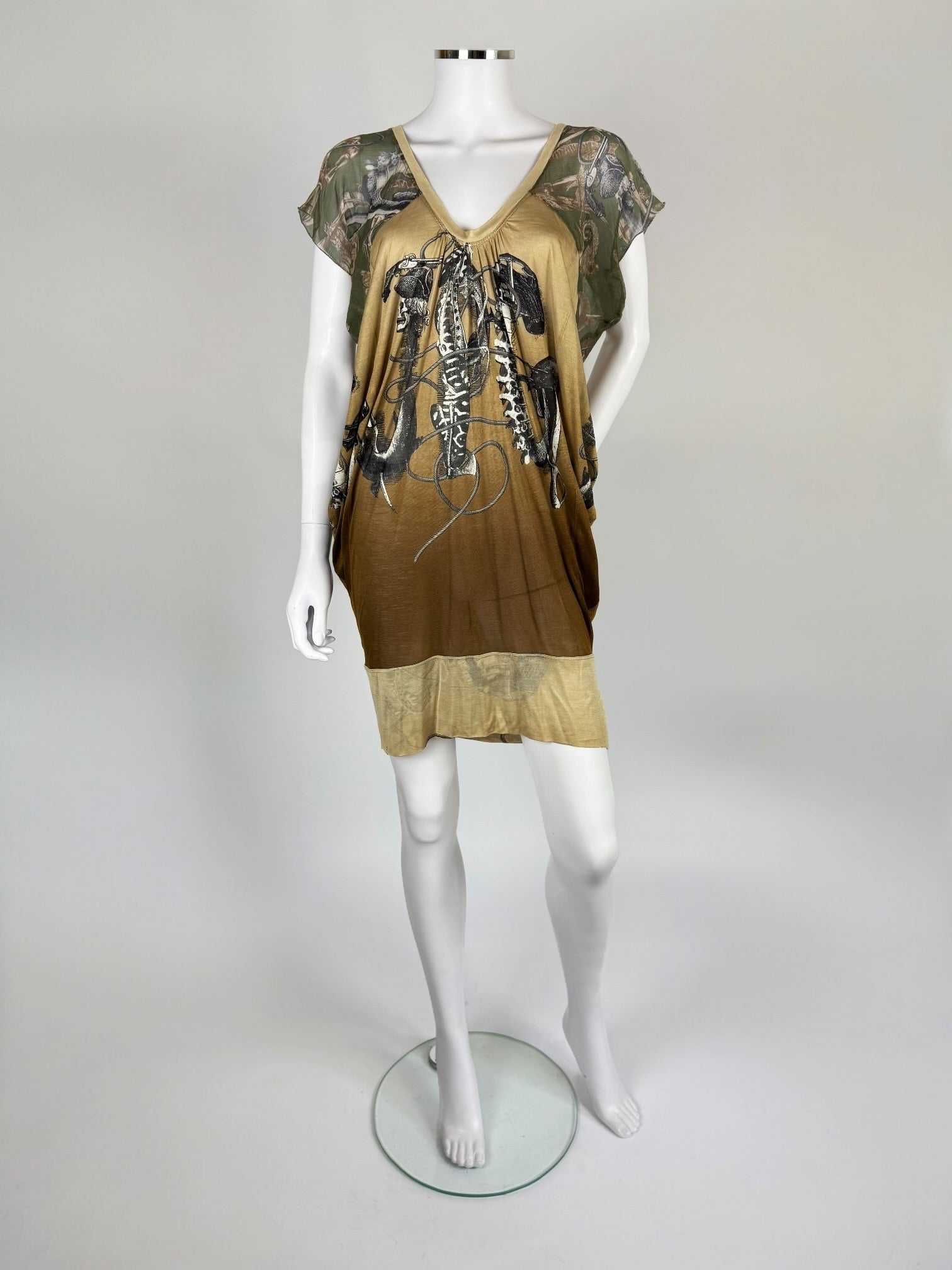 Jean Paul Gaultier Silk Graphic Dress, c. 2000s