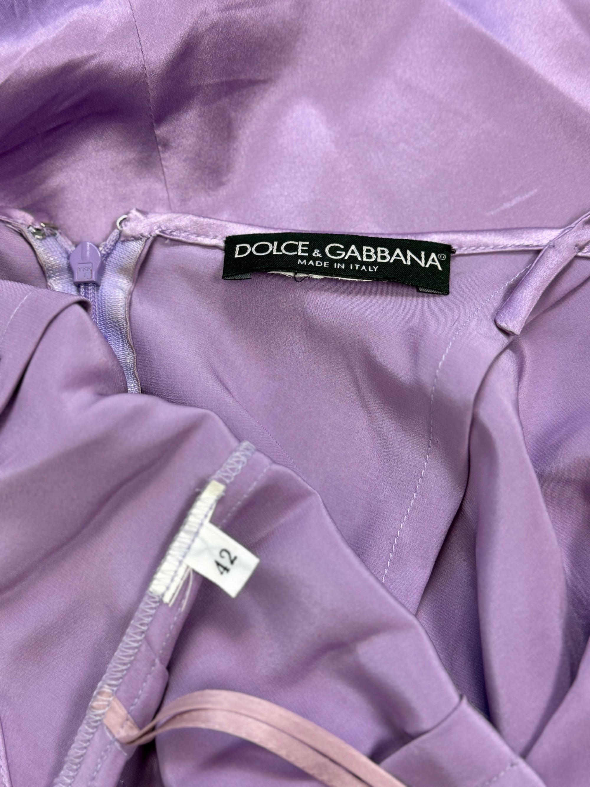 Dolce & Gabbana Lilac Silk Dress with Scarf, FW 2000