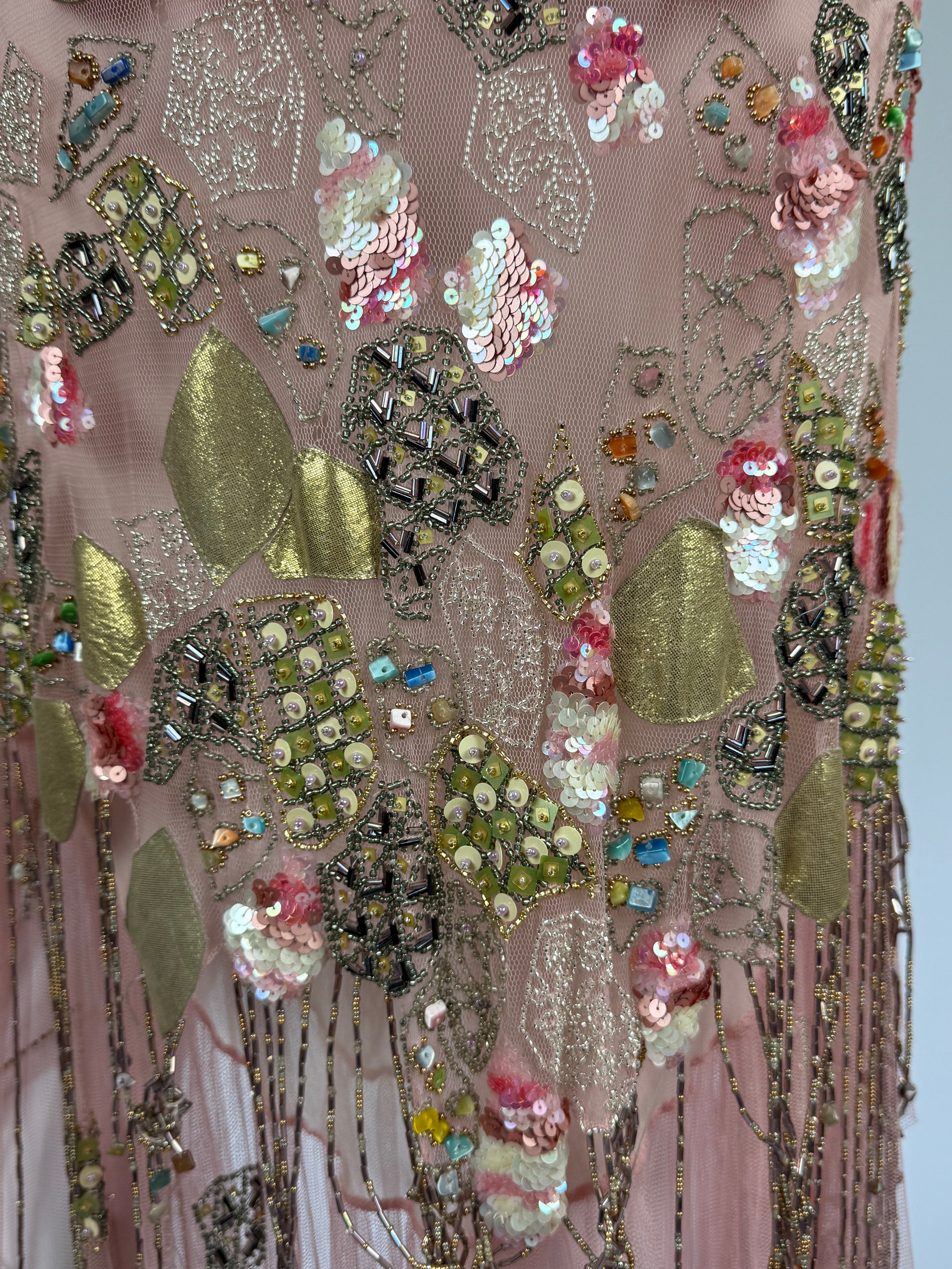 Jenny Packham Pink Silk Embroidered and Beaded Dress, c. 2000s
