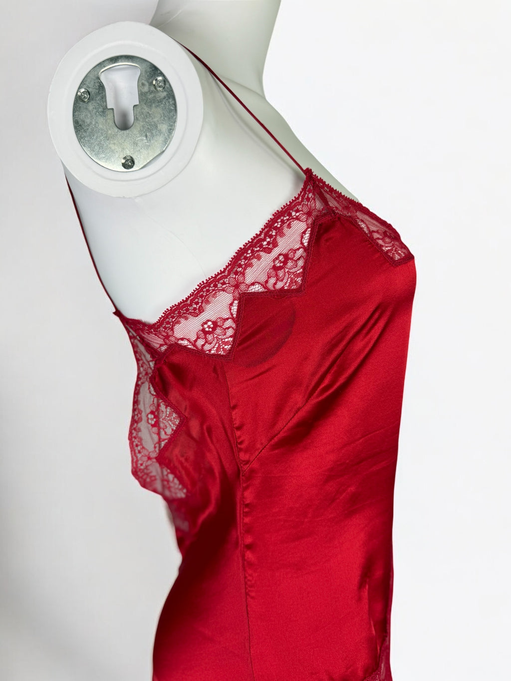 Blumarine Red Silk Lace Insert Slip Dress, c. 2000s