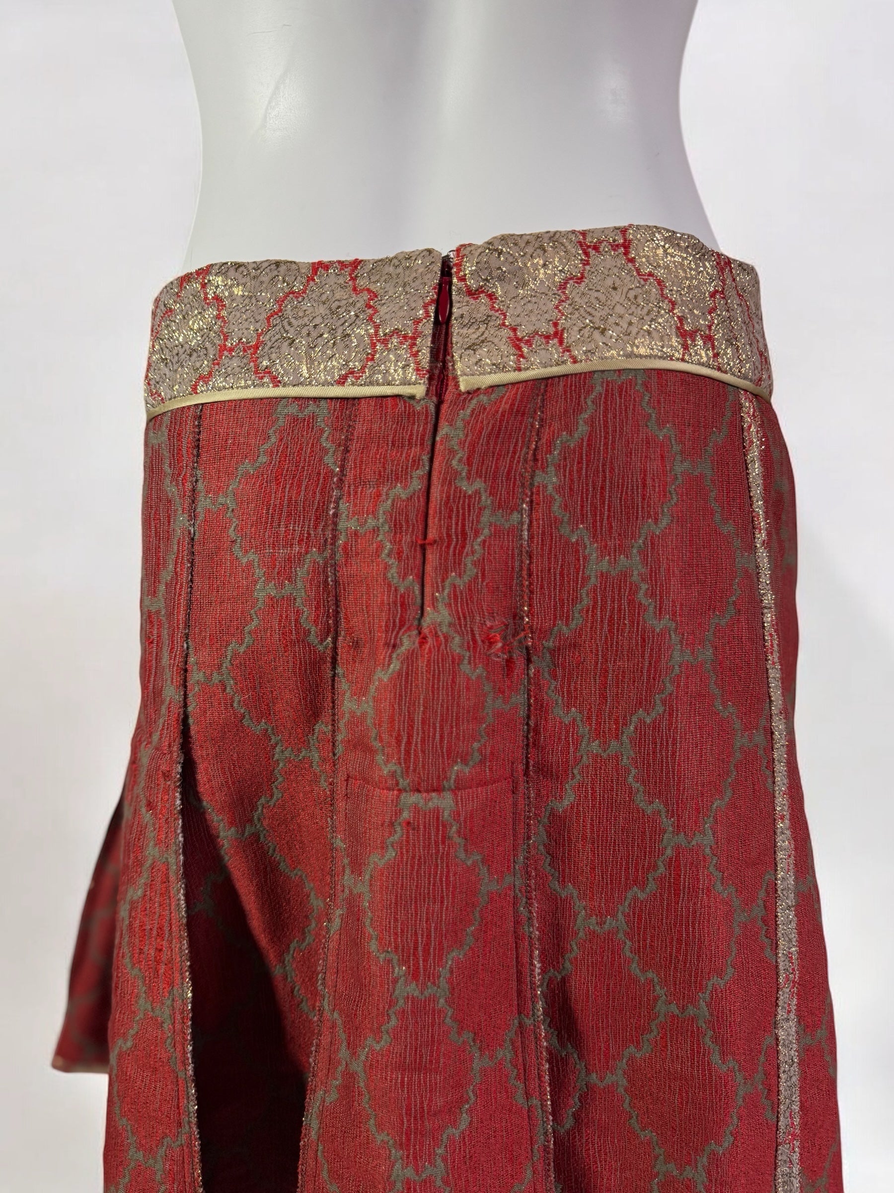 Prada Red and Gold Brocade Skirt, SS 2002