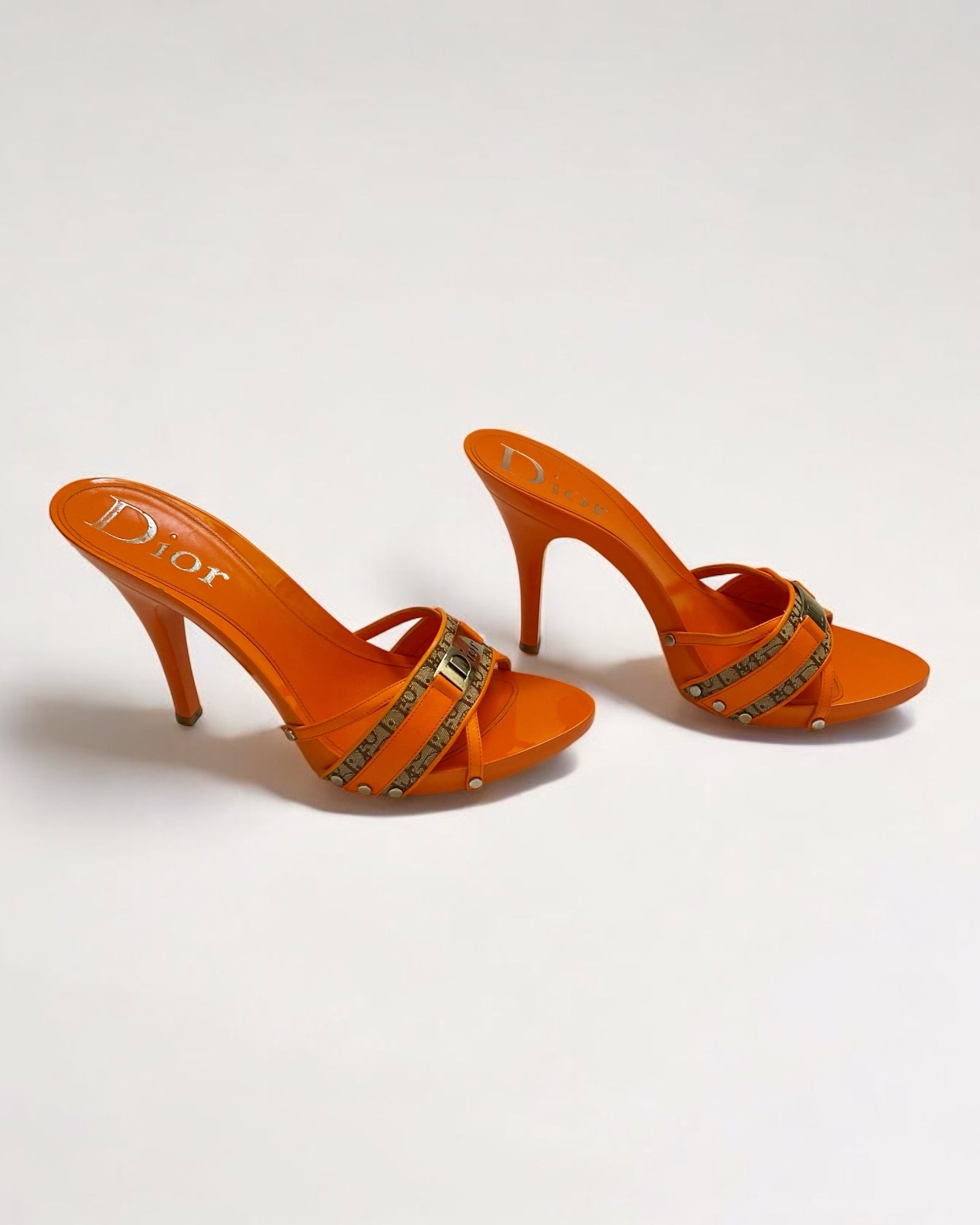 Christian Dior by John Galliano Orange Monogram Clogs, c. 2000s