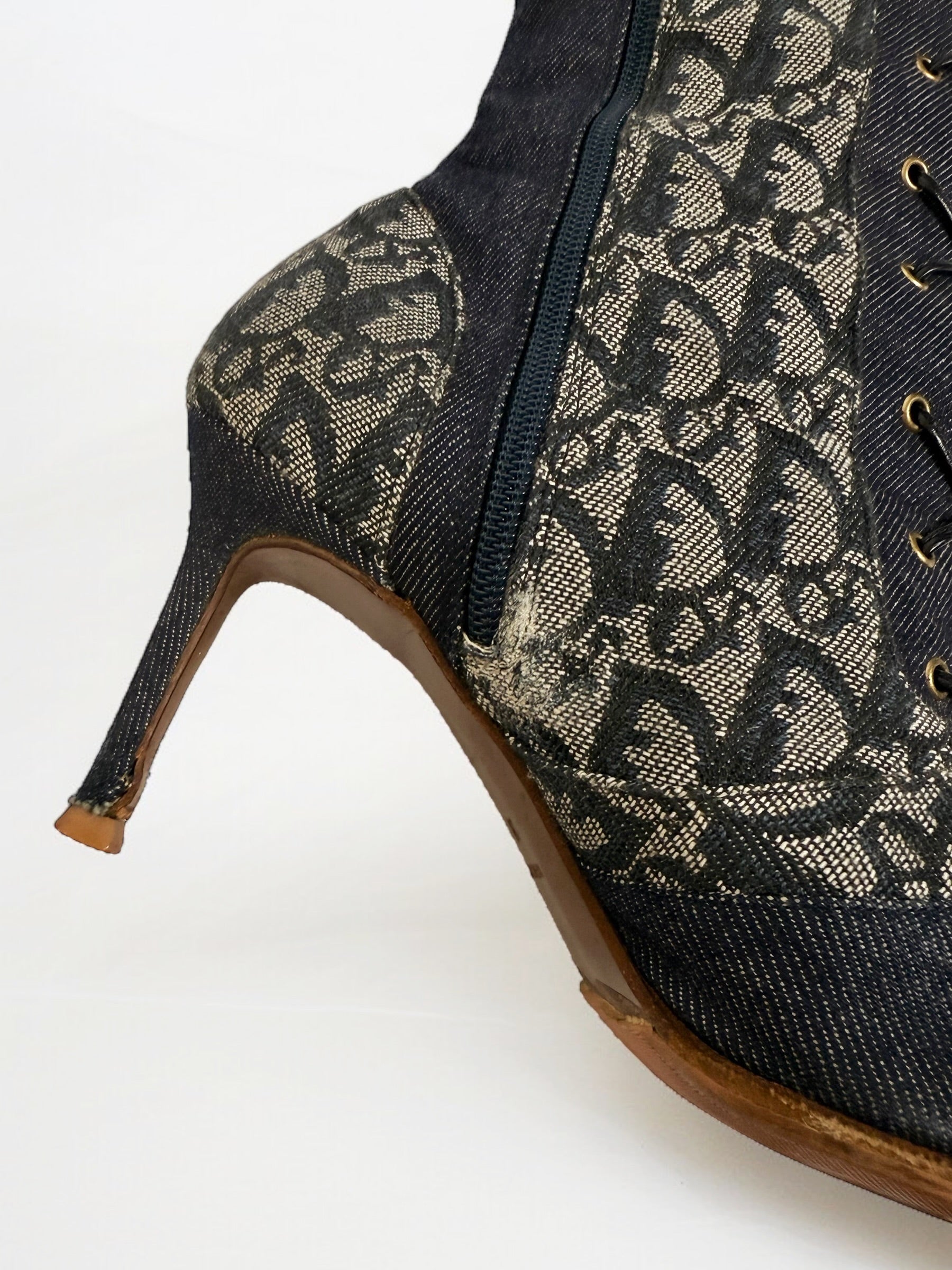 Christian Dior by John Galliano Lace Up Monogram Boots, SS 2000