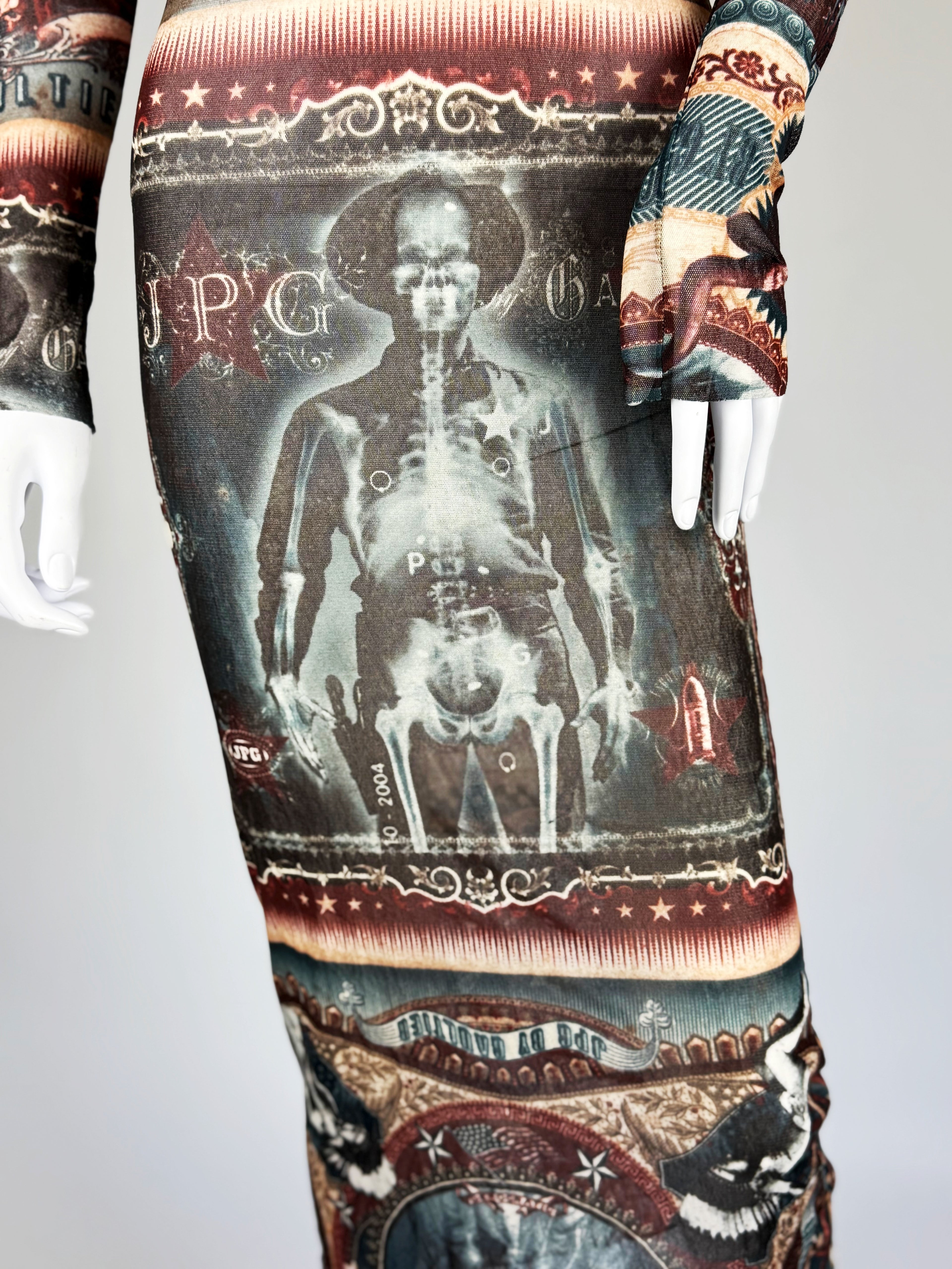 Jean Paul Gaultier Graphic Mesh Dress, c. Early 2000s