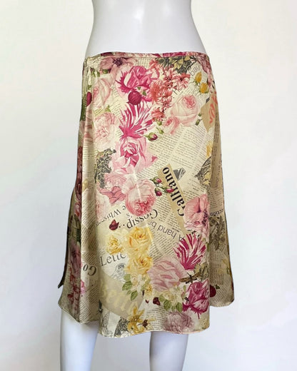 John Galliano Silk Newspaper Skirt, c. 2000s