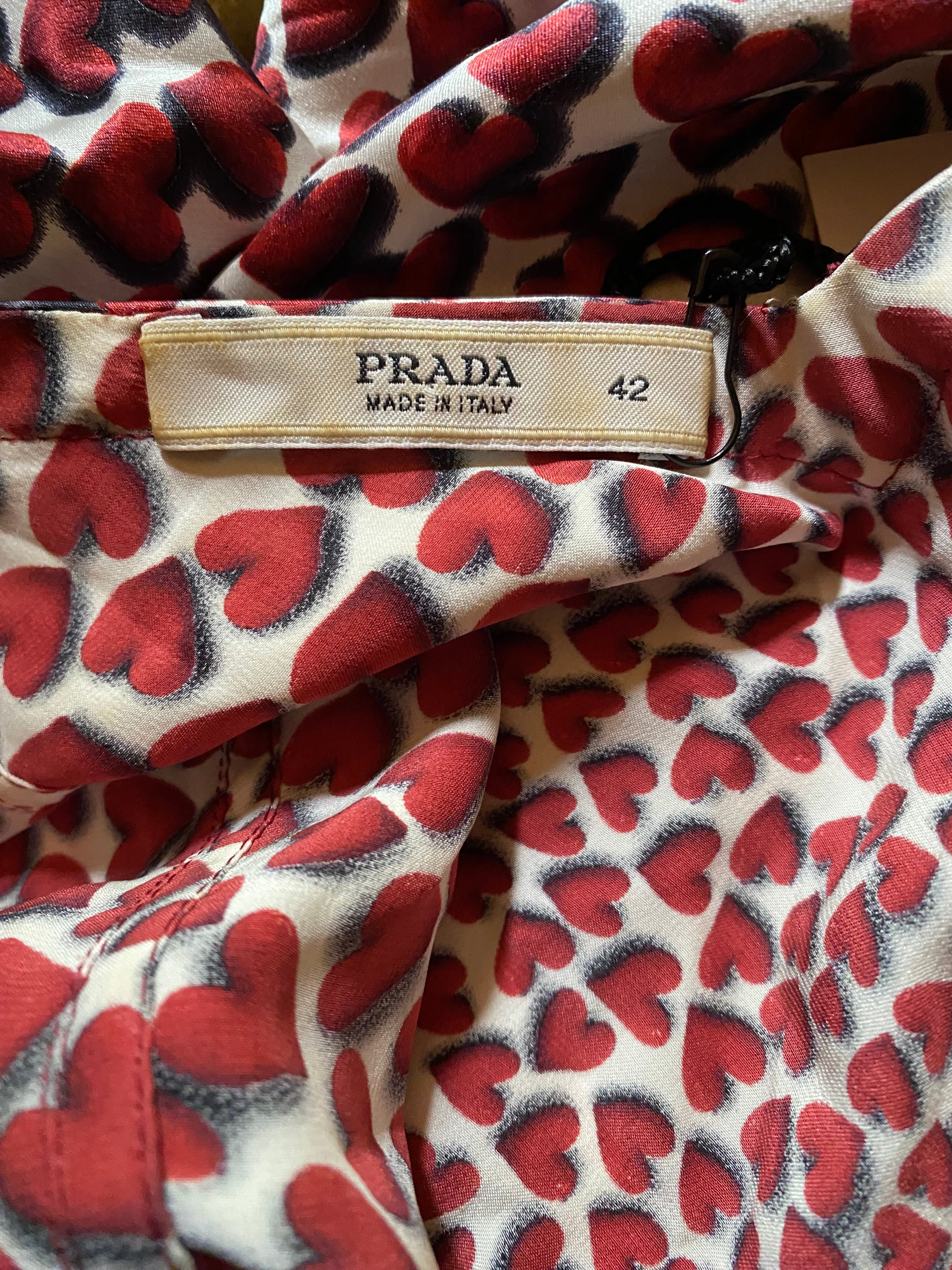 Prada Silk Heart Print Dress, SS 2000