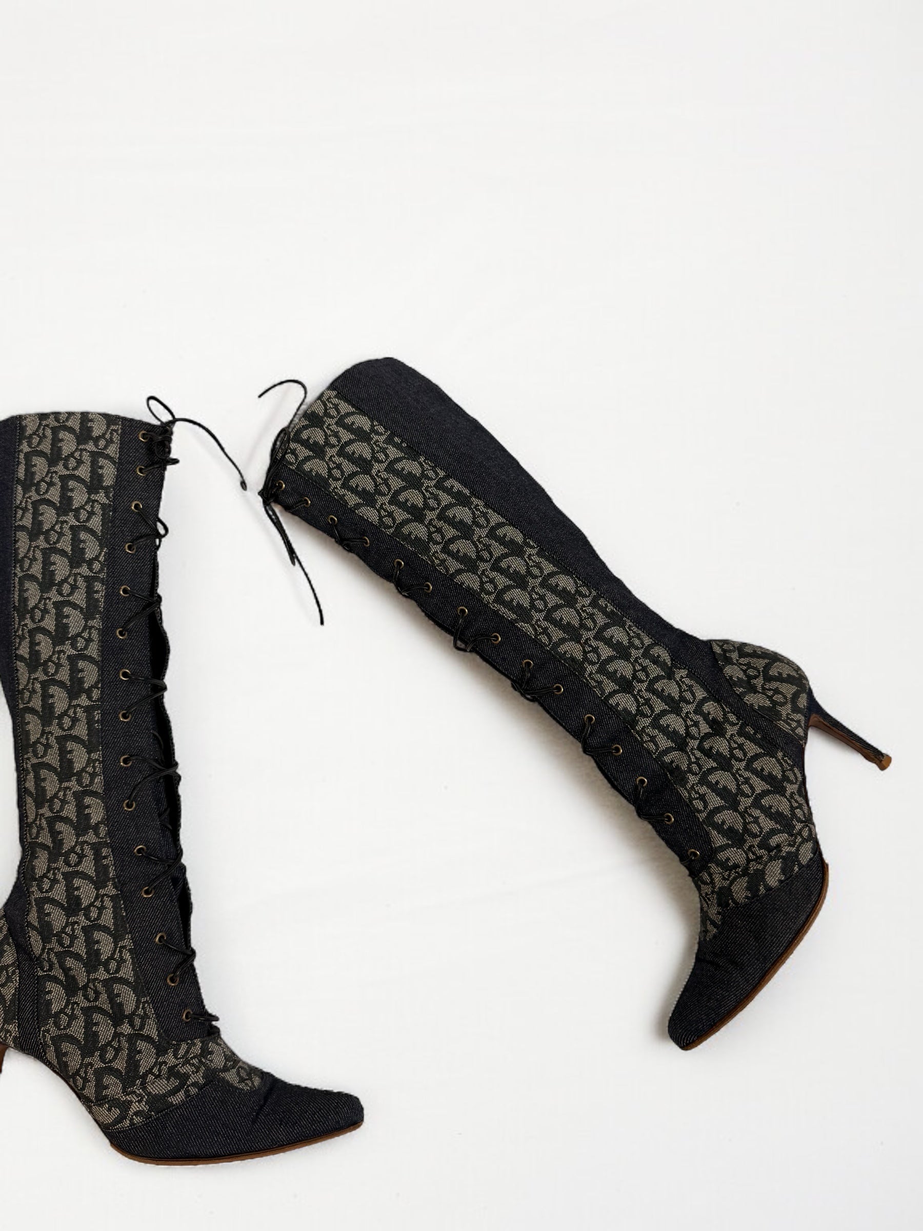 Christian Dior by John Galliano Lace Up Monogram Boots, SS 2000