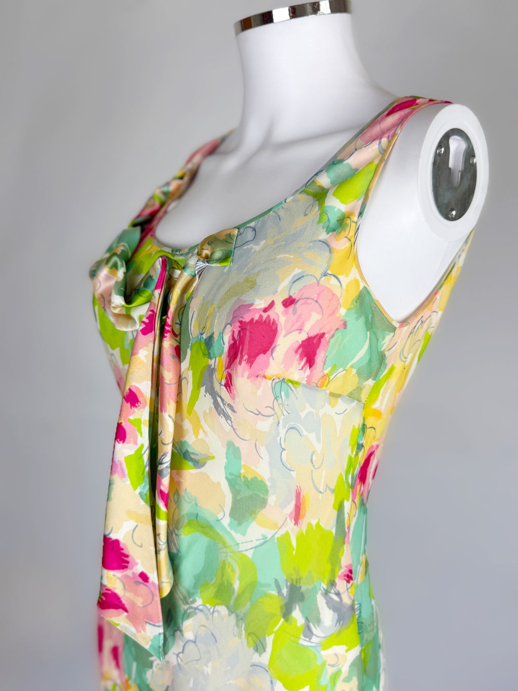 John Galliano Watercolour Floral Print Silk Dress Ensemble, SS 2005