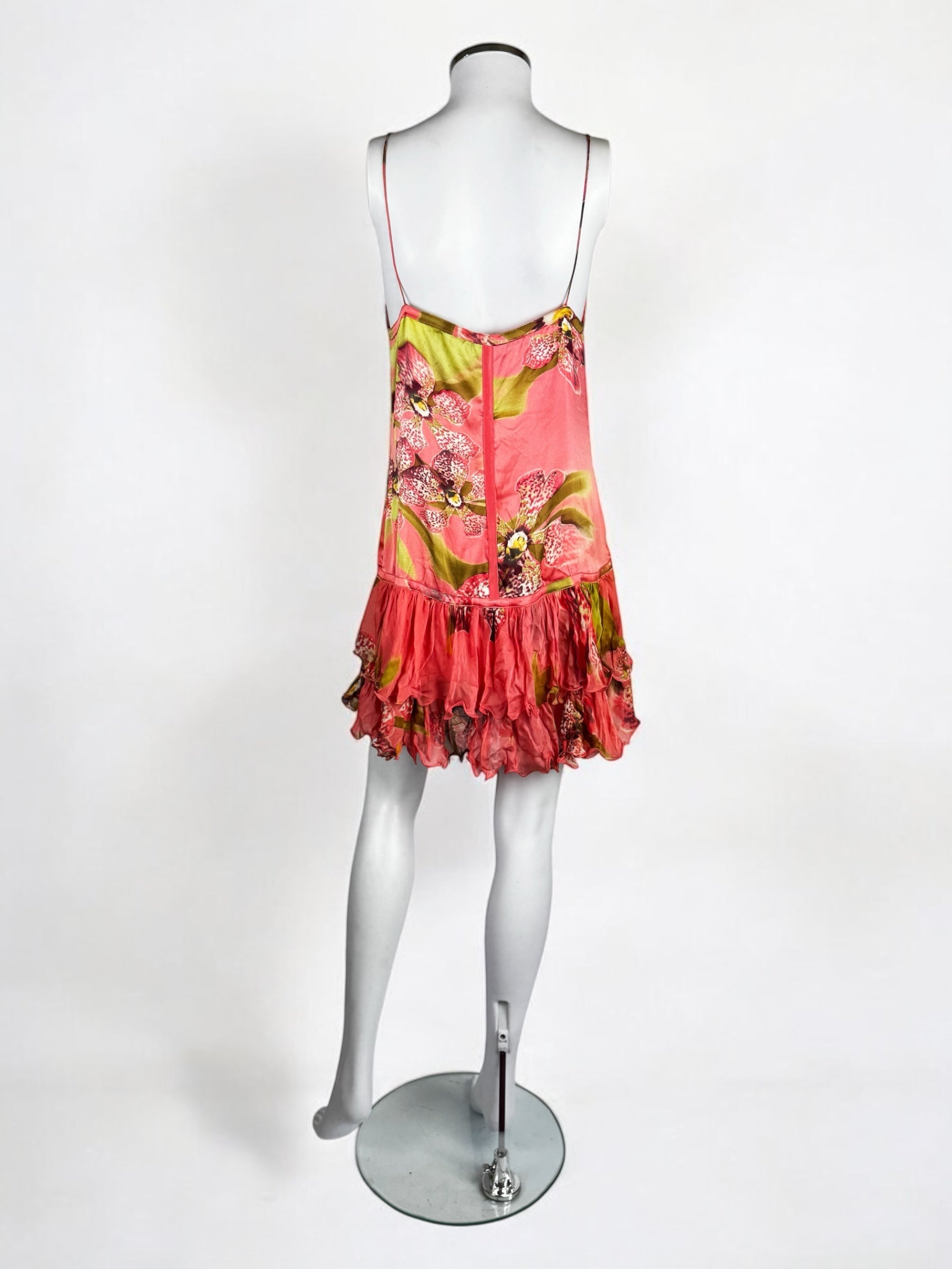 Roberto Cavalli Pink Orchid Print Mini Dress, 2004