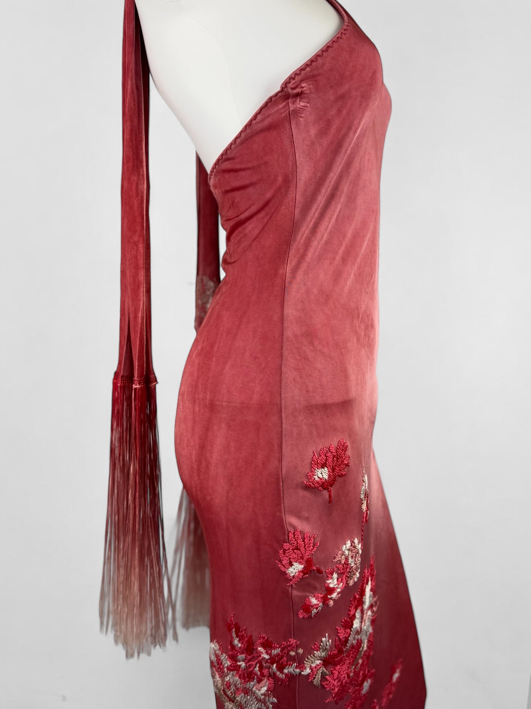 Roberto Cavalli CLASS Pink Embroidered Halter Dress, c. 2000s