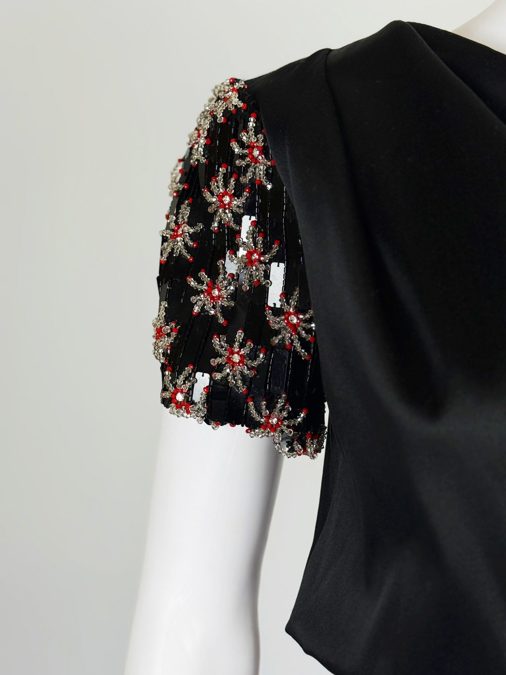 Giorgio Armani Satin Gown w Embellished Sleeves, FW 2017
