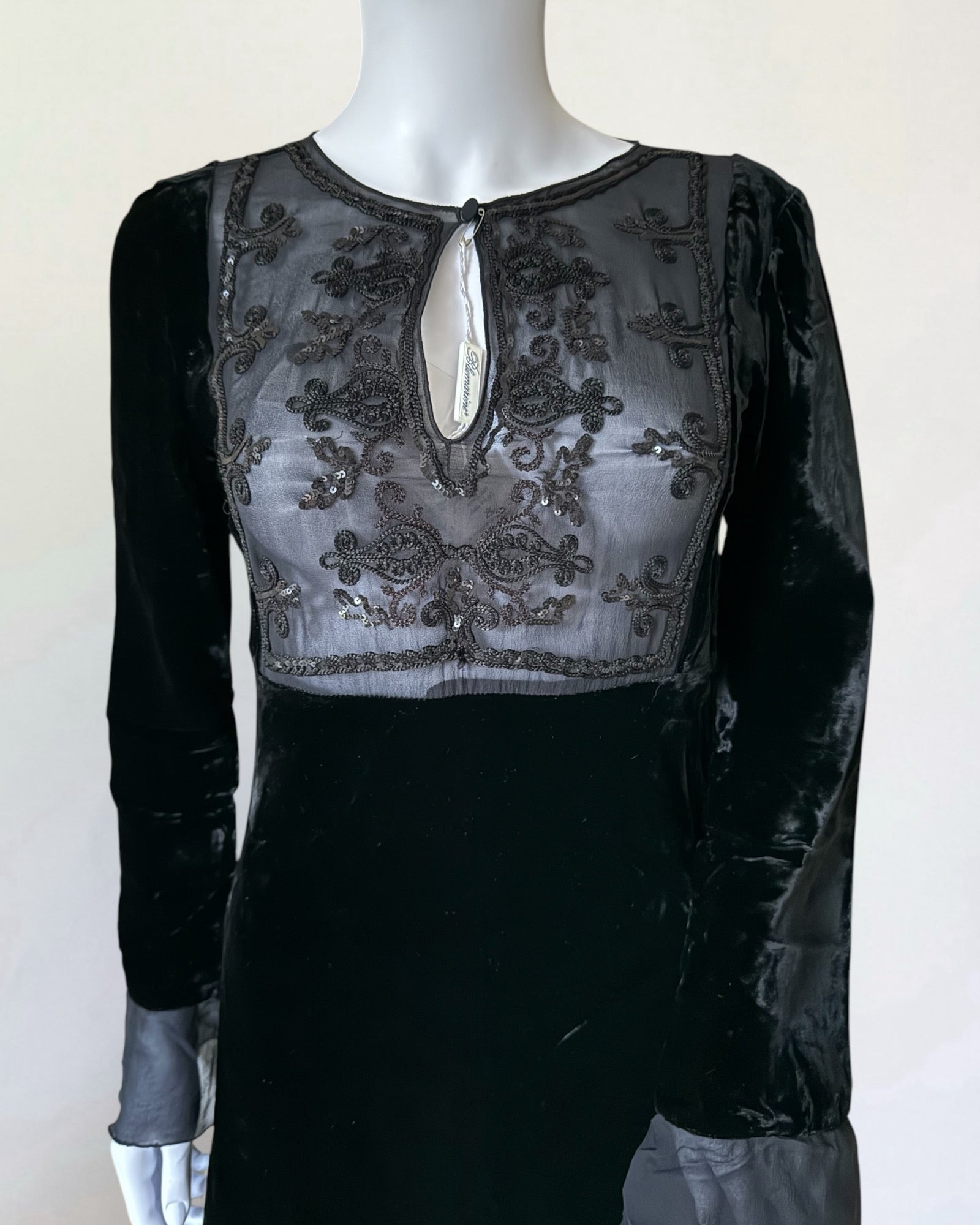 Blumarine Black Silk and Velvet Mini Dress, FW 2002