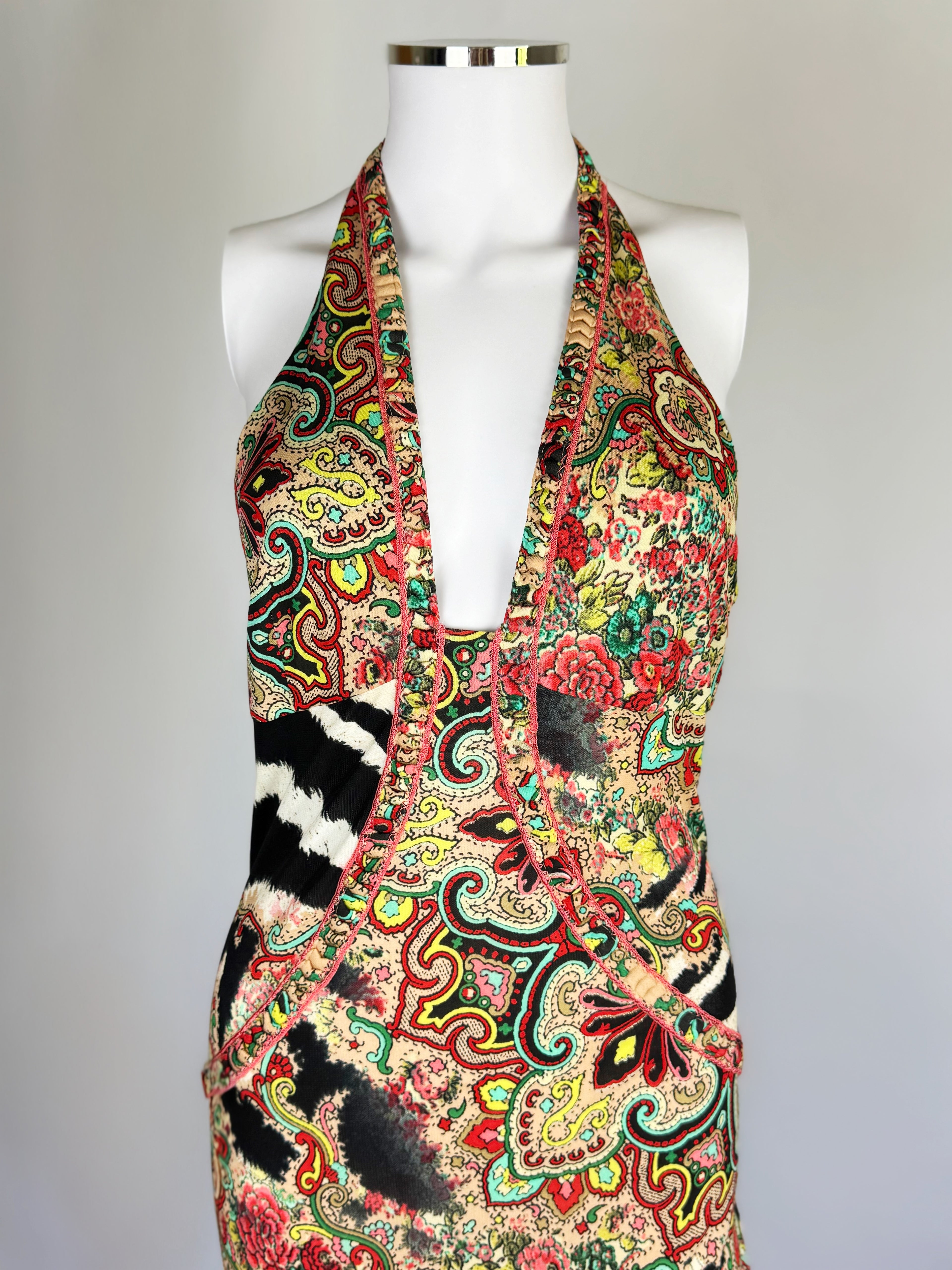 Roberto Cavalli Animal Patchwork Print Gown, c. 2000s