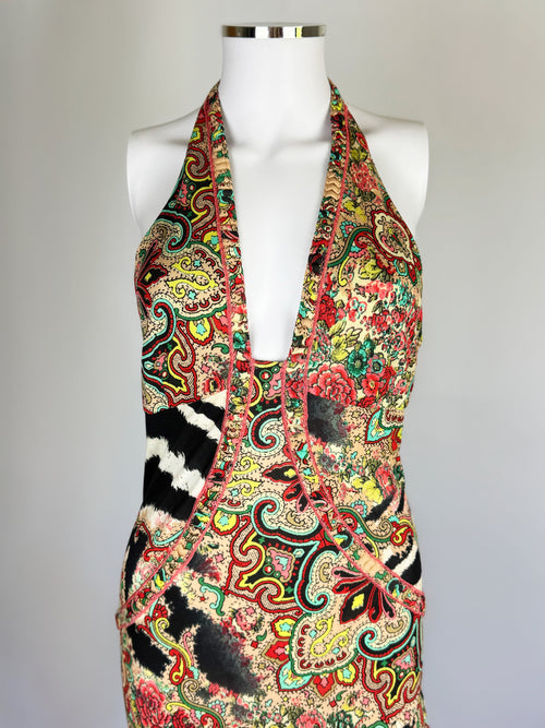 Roberto Cavalli Animal Patchwork Print Gown, c. 2000s