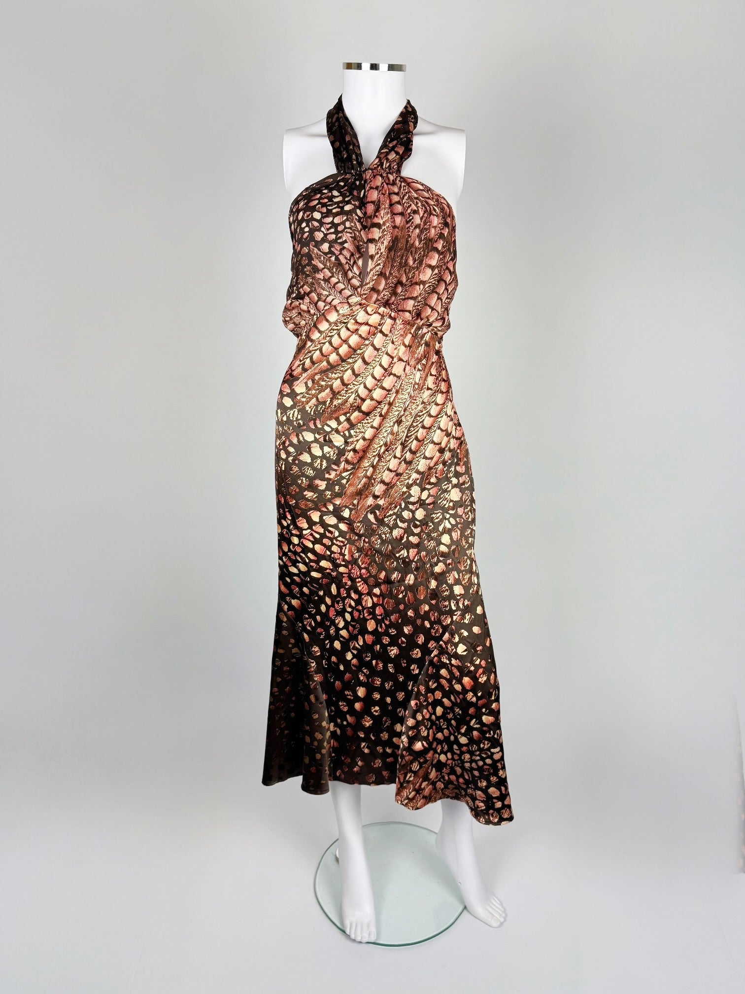 Roberto Cavalli Silk Feather Print Dress, 2005