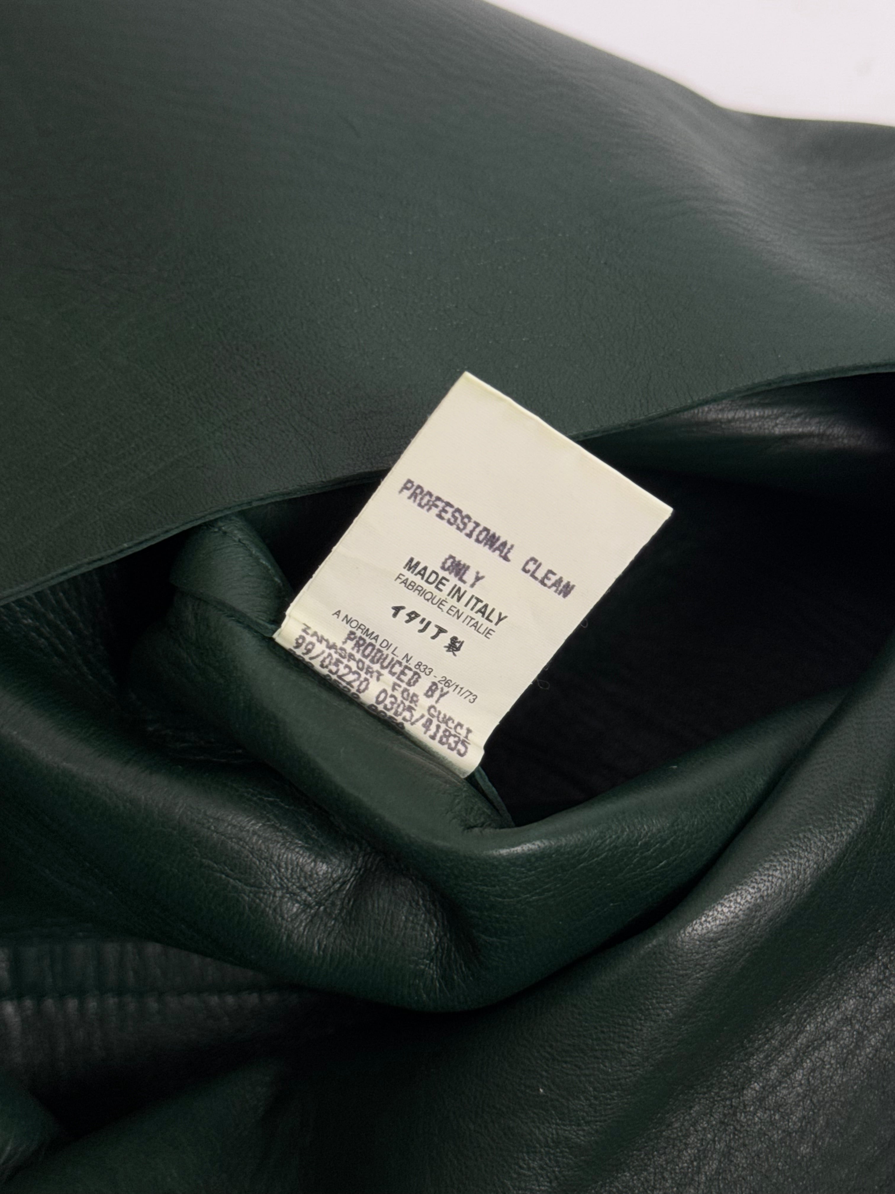 Gucci by Tom Ford Green Leather and Fur Skirt, FW 1999
