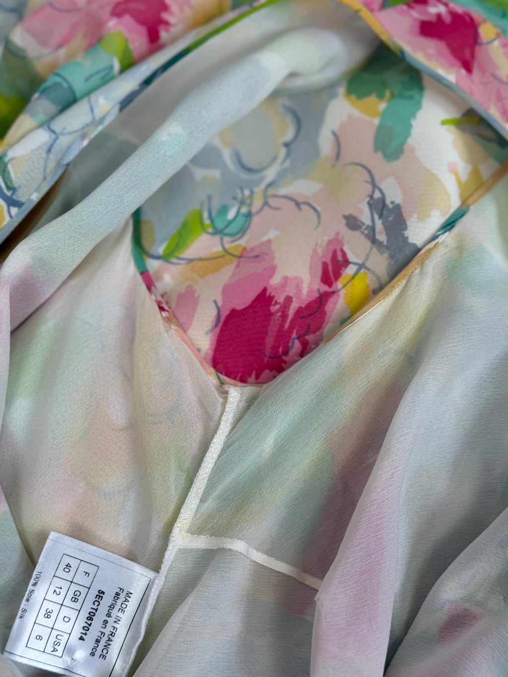John Galliano Watercolour Floral Print Silk Dress Ensemble, SS 2005