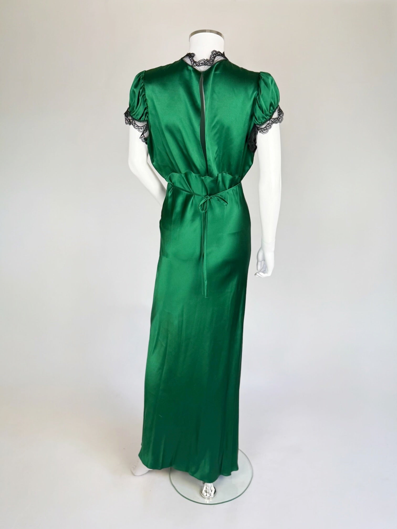 Rodarte Lace-Trimmed Emerald Green Silk Dress, SS 2024