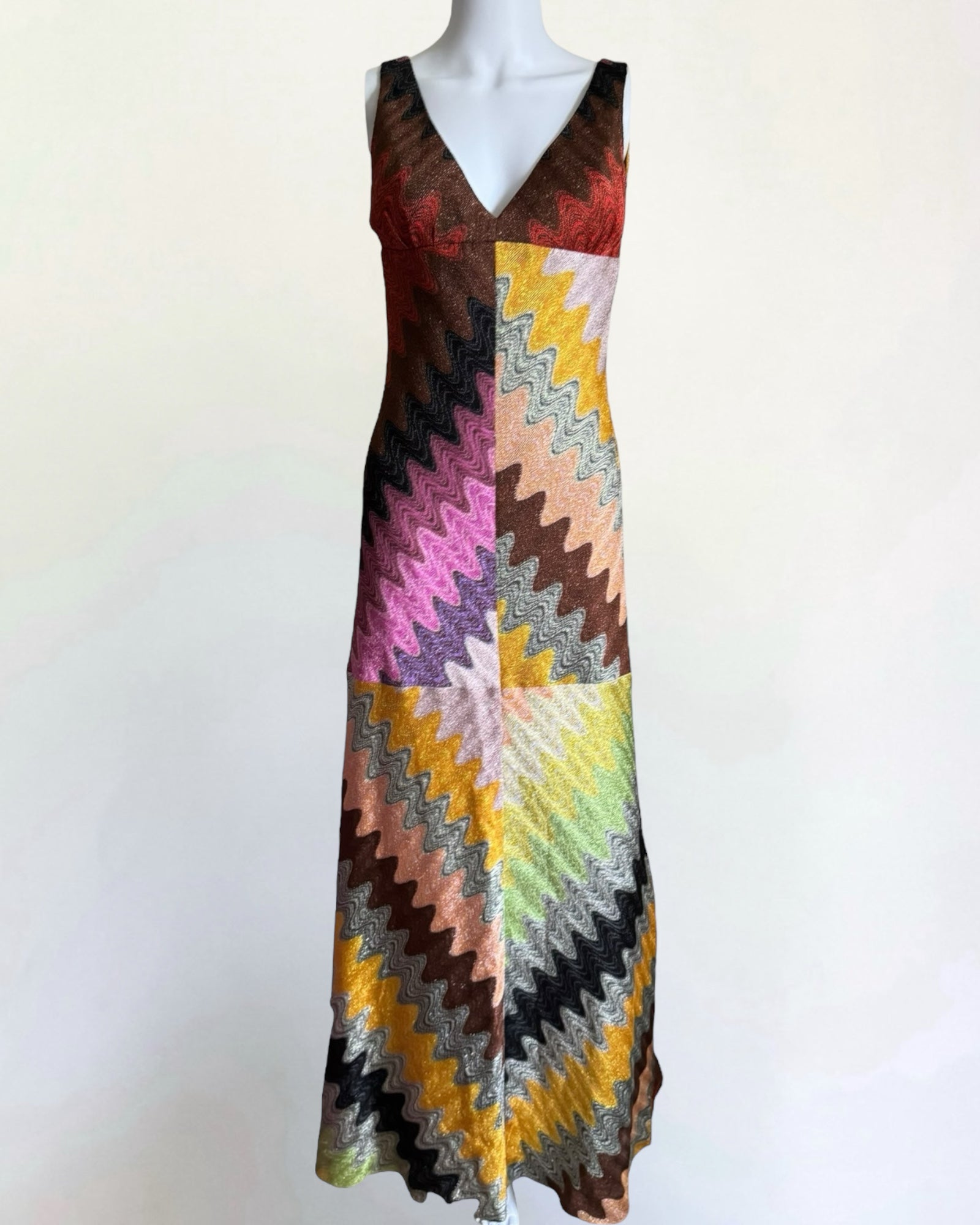 Missoni Metallic Crochet Knit Multicolour Gown, Contemporary