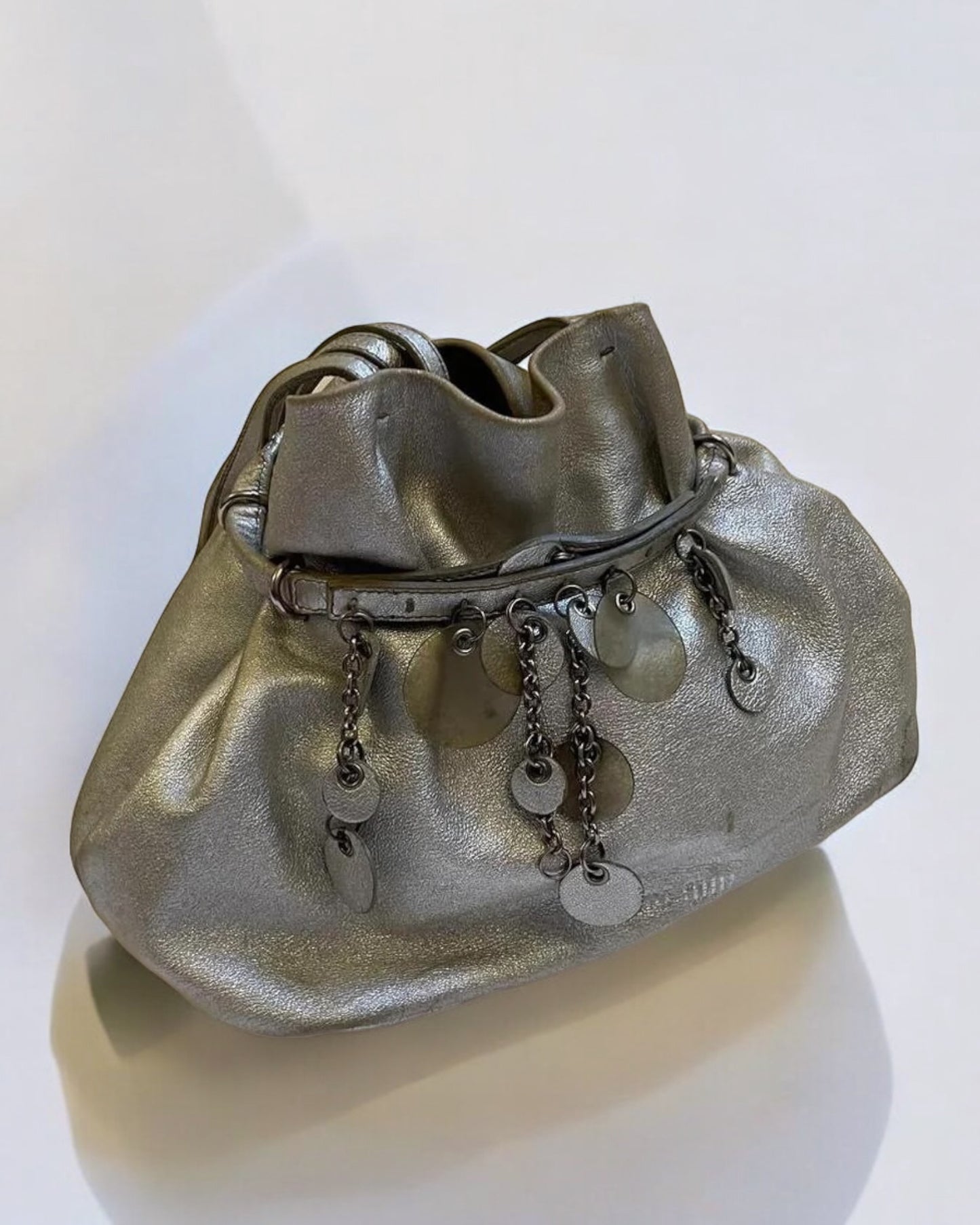 Miu Miu Silver Leather Mini Bag, c. 1990s