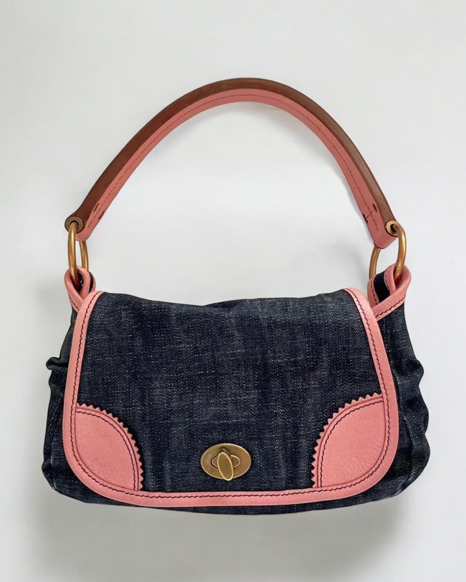 Miu Miu Denim and Pink Leather Mini Bag, c. 2000s