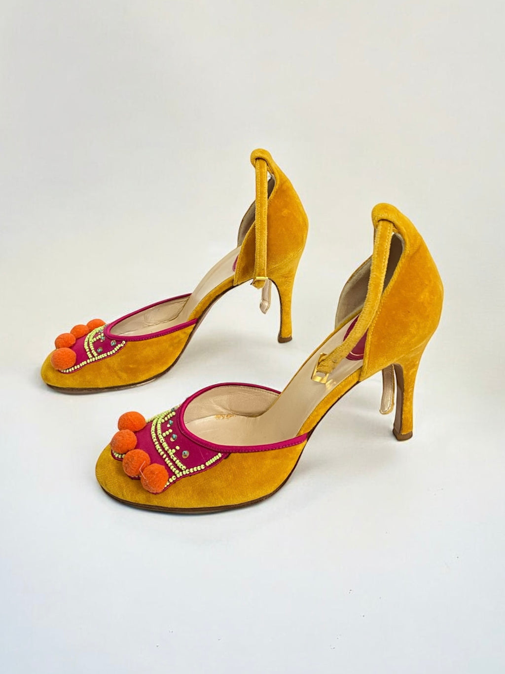 Christian Dior by John Galliano Velvet Pom Pom Heels, FW 2002