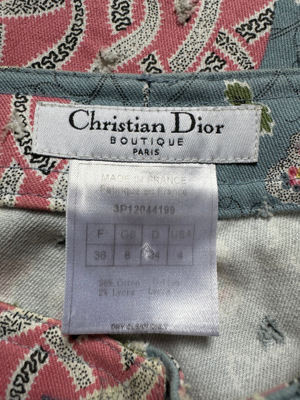 Christian Dior by John Galliano Blue Floral Print Jeans, 2003