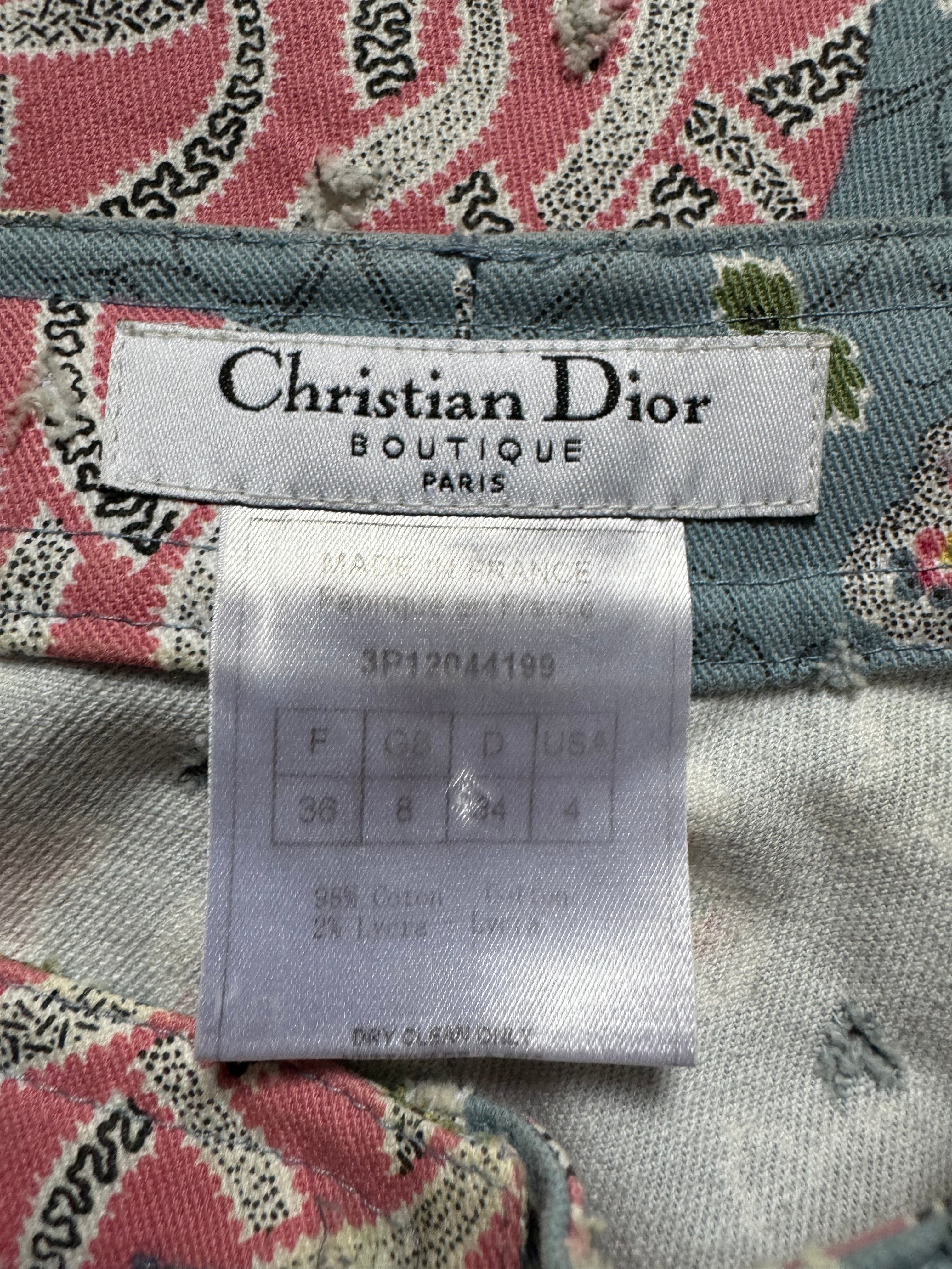 Christian Dior by John Galliano Blue Floral Print Jeans, 2003