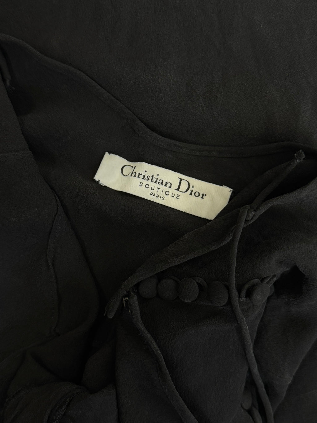 Christian Dior by John Galliano Black Silk Tie Front Dress, c. 2000s