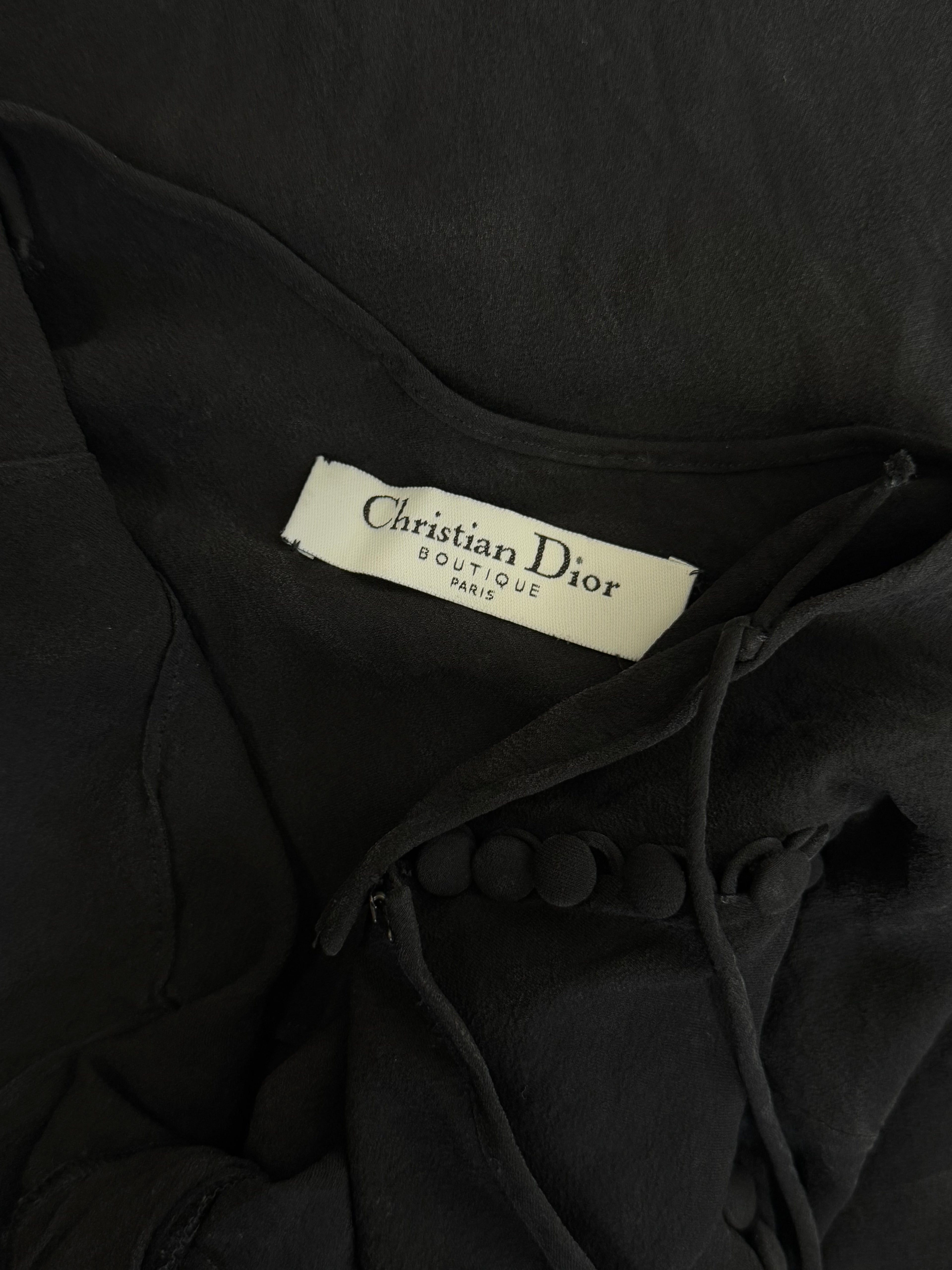 Christian Dior by John Galliano Black Silk Tie Front Dress, c. 2000s
