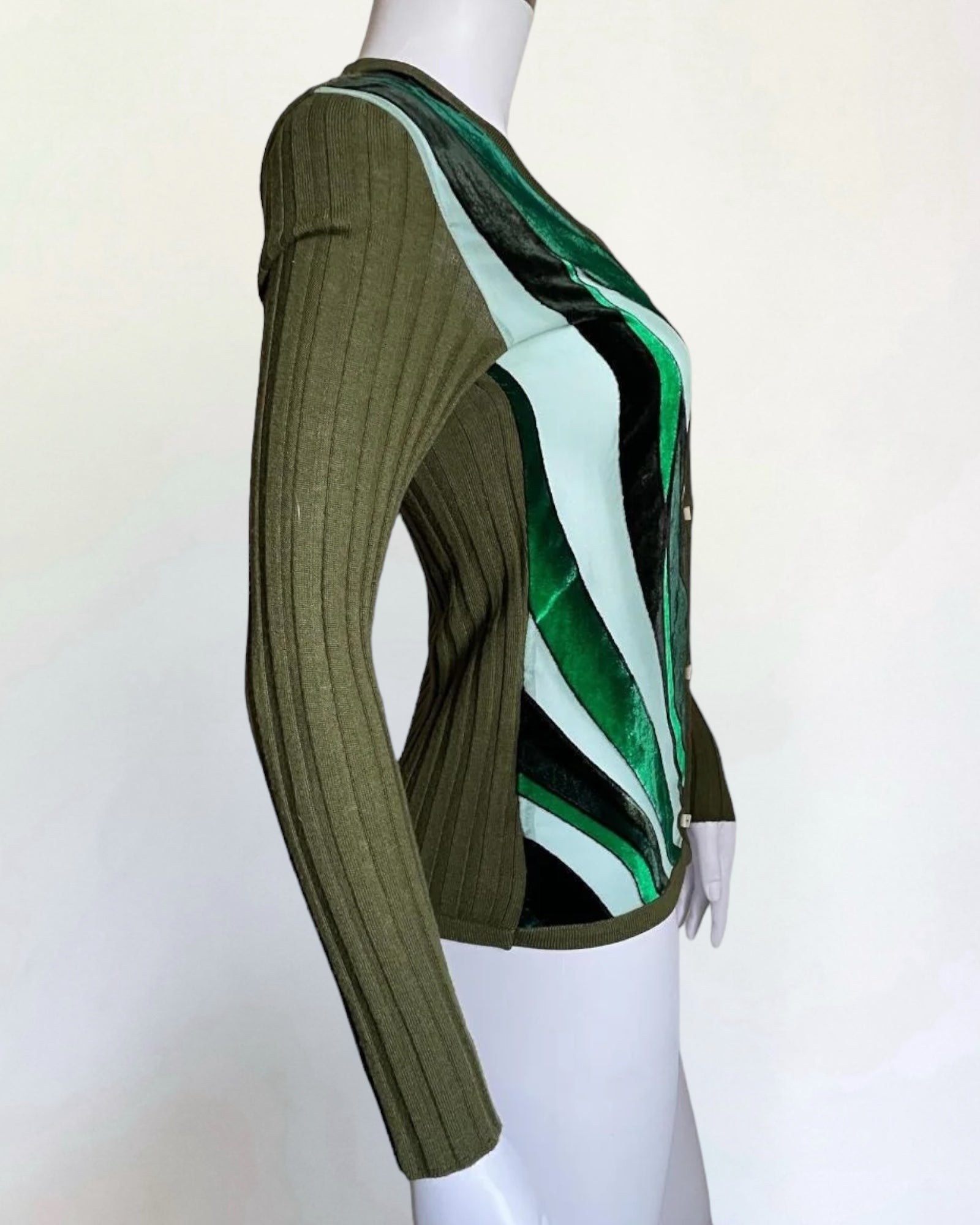 Gianni Versace Couture Green Velvet Cardigan, FW 2000