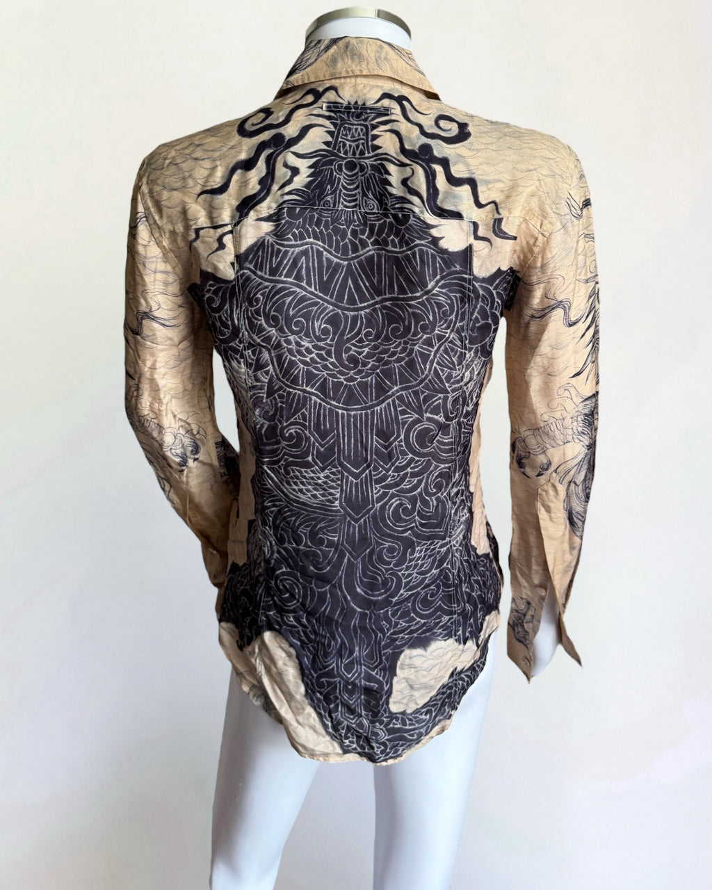 Jean Paul Gaultier Femme Silk Dragon Blouse, c. 1990s