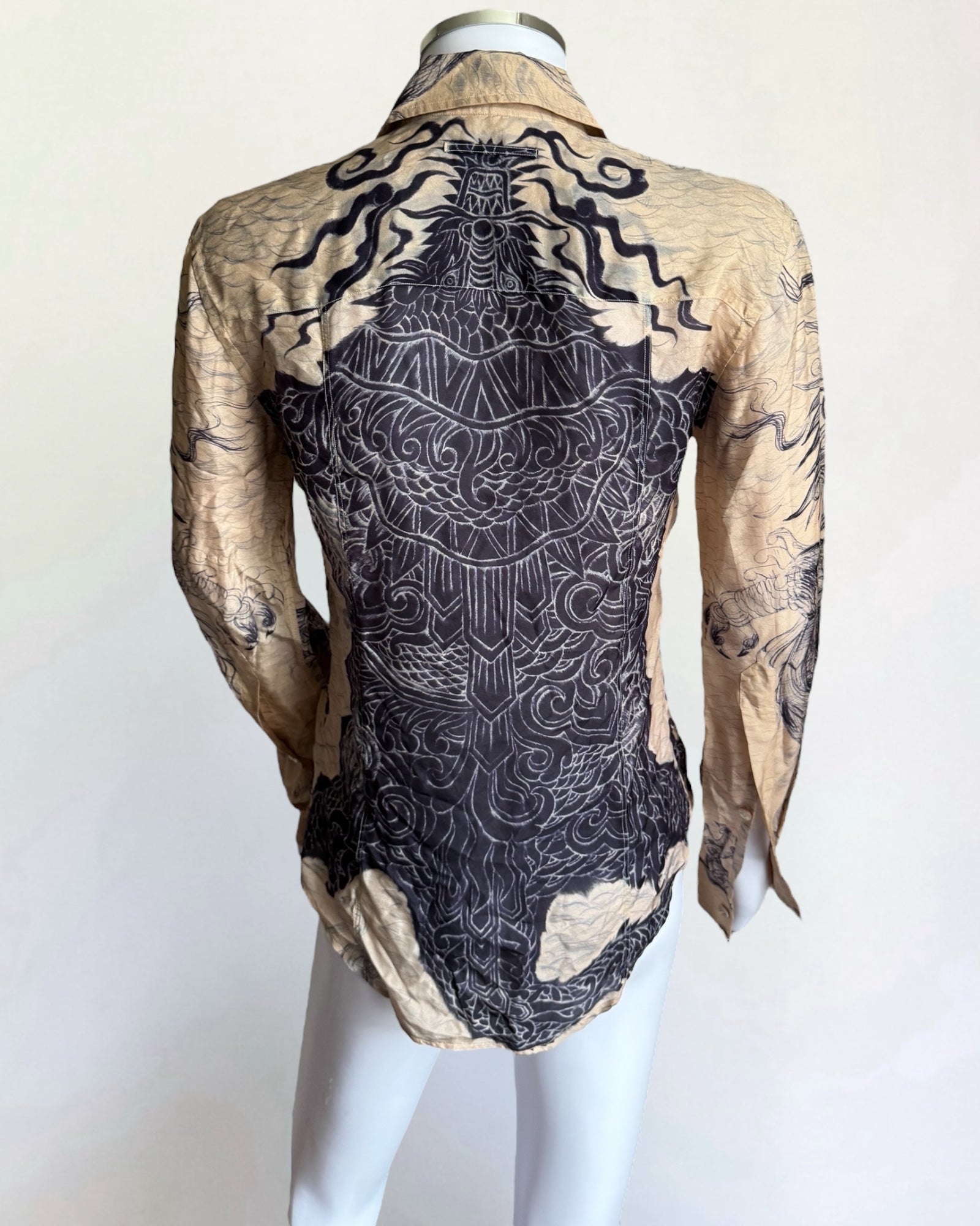 Jean Paul Gaultier Femme Silk Dragon Blouse, c. 1990s